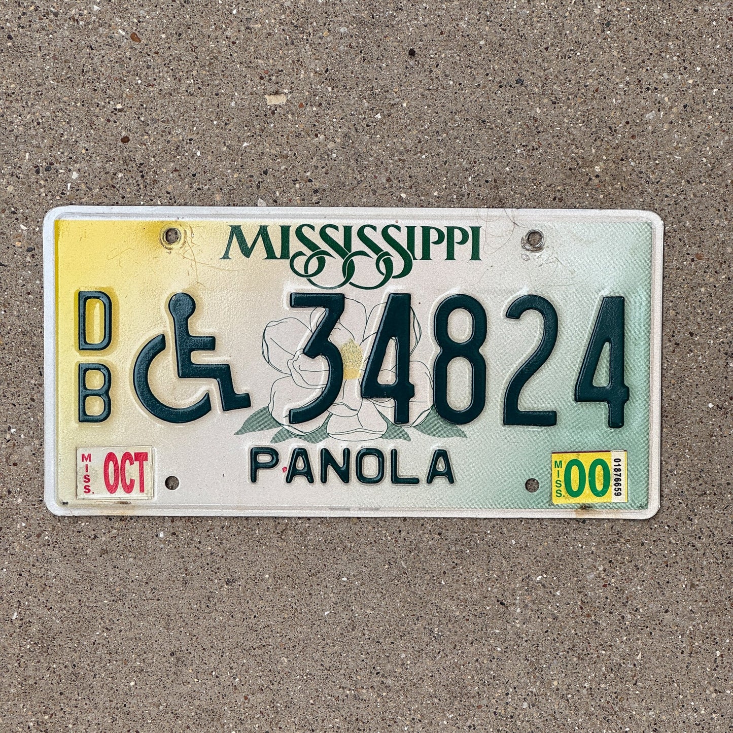 Photo of a 1992 2000 Mississippi Handicapped License Plate Auto Tag Garage Decor Vintage 34824