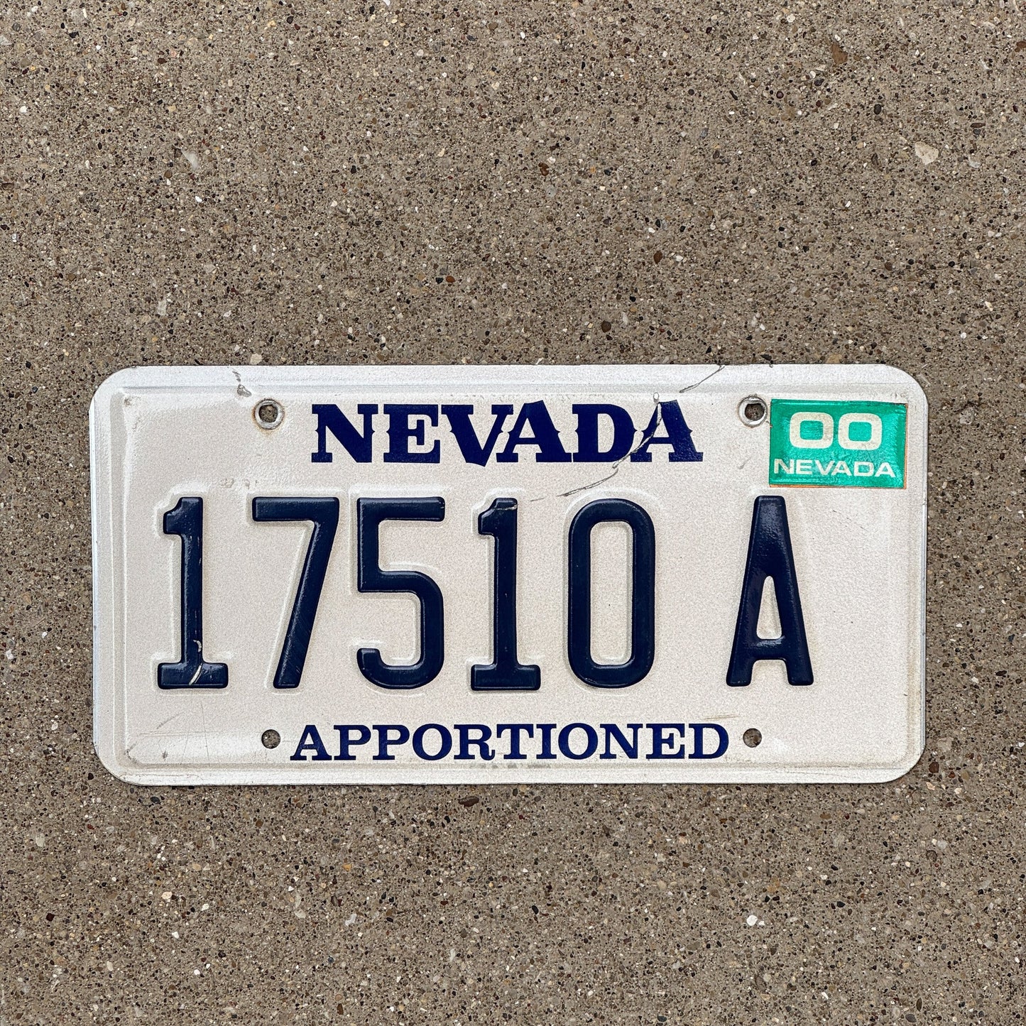 Photo of a 1992 2000 Nevada Apportioned License Plate Auto Tag Garage Decor Vintage 17510 A