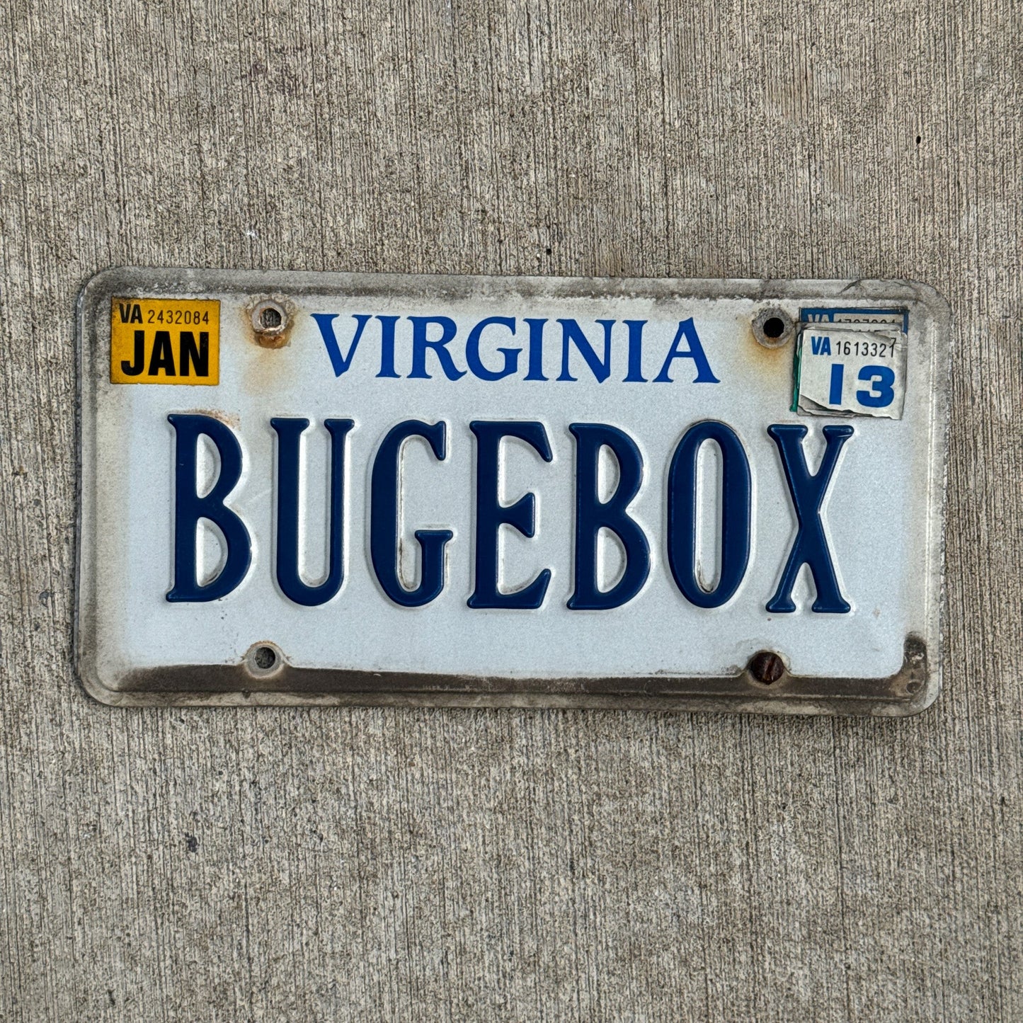 Photo of a 1992 2013 Virginia License Plate Auto Tag Garage Decor Vintage Bug Box BUGEBOX