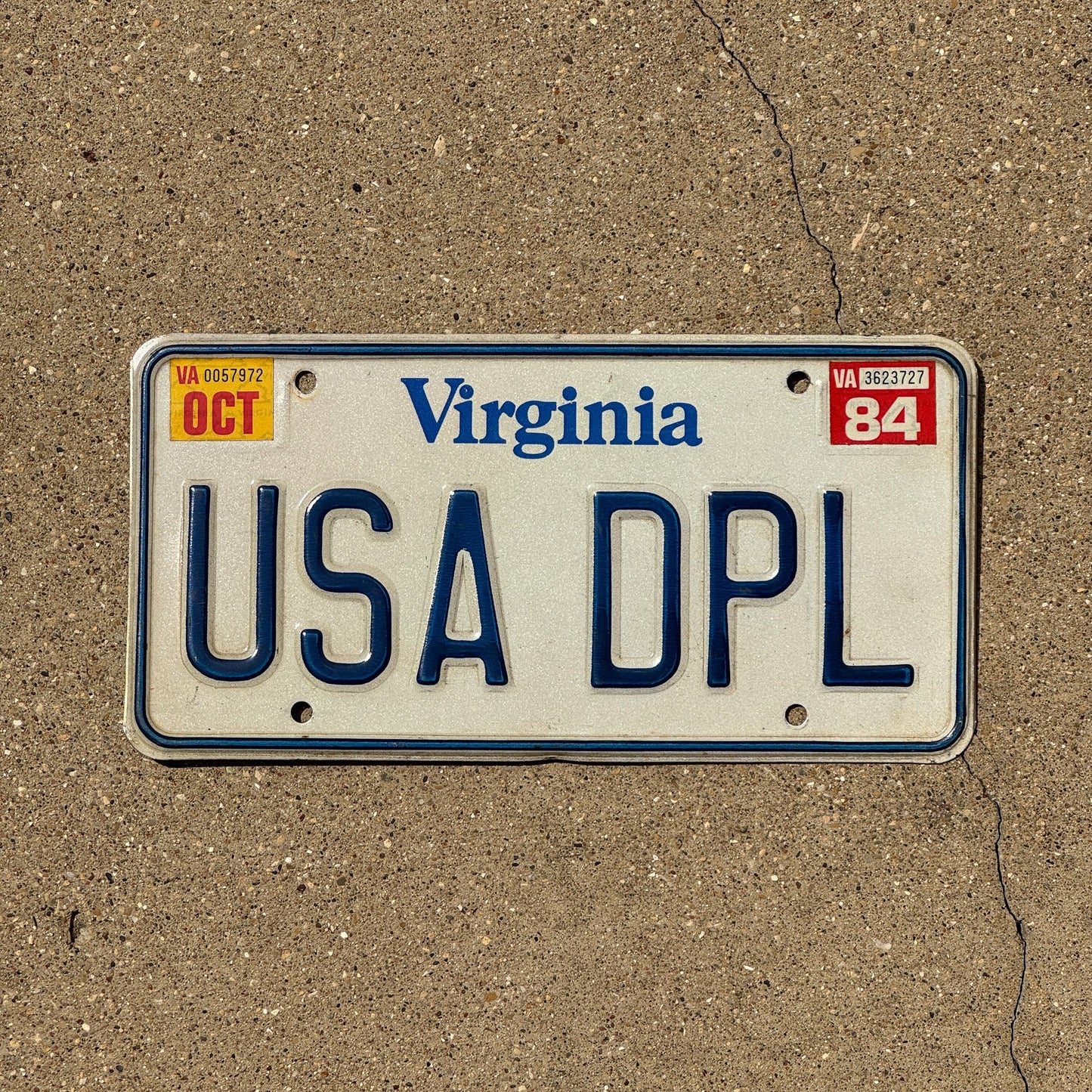 Photo of a 1992 2013 Virginia Vanity License Plate Auto Tag Garage Decor Vintage Diplomat USA DPL