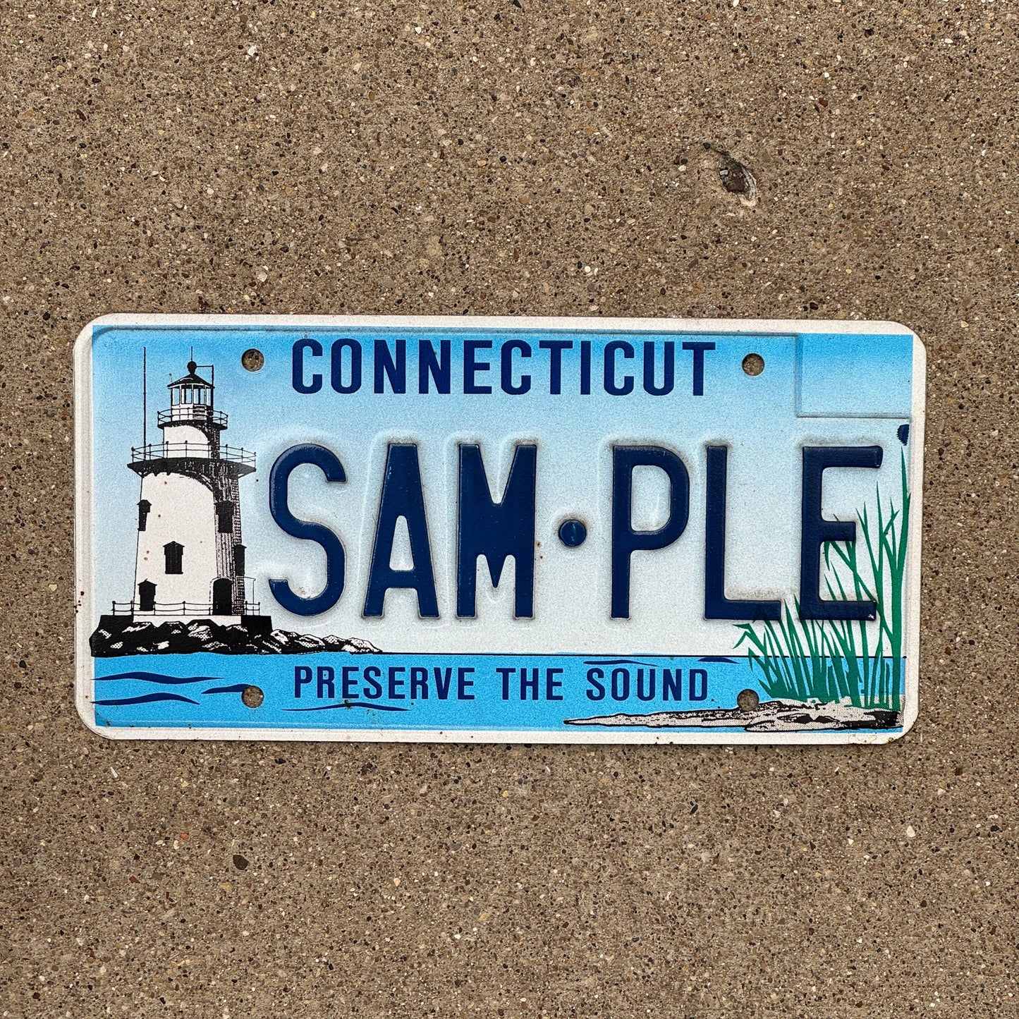 Photo of a 1992 Connecticut Graphic / Specialty License Plate Auto Tag Garage Decor Vintage Preserve the Sound SAM-PLE