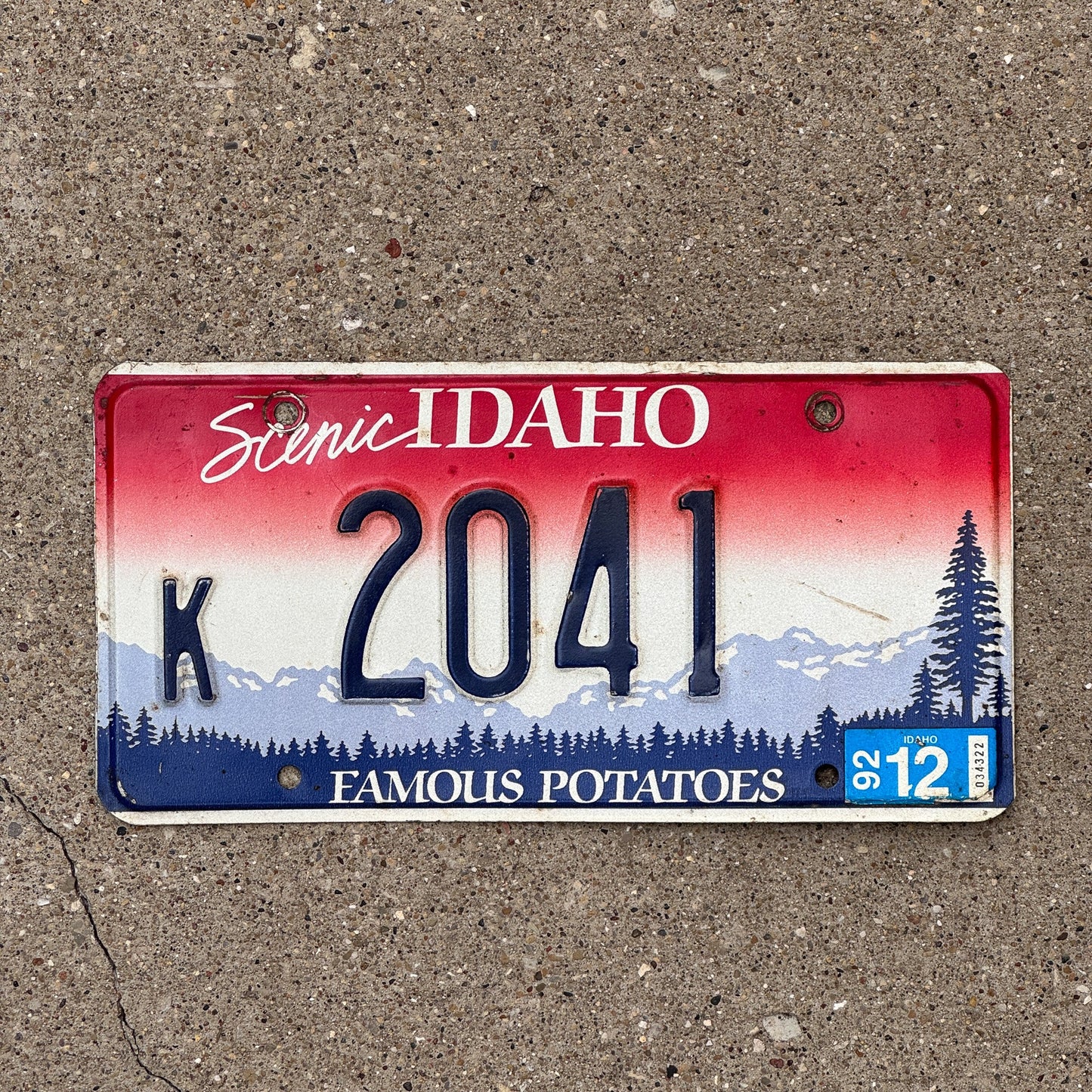 Photo of a 1992 Idaho License Plate Auto Tag Garage Decor Vintage K 2041
