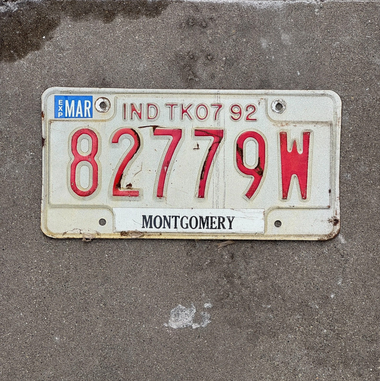 Photo of a 1992 Indiana Truck License Plate Auto Tag Garage Decor 82779 W