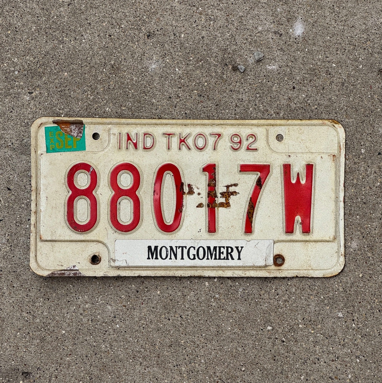 Photo of a 1992 Indiana Truck License Plate Auto Tag Garage Decor Vintage 88017 W