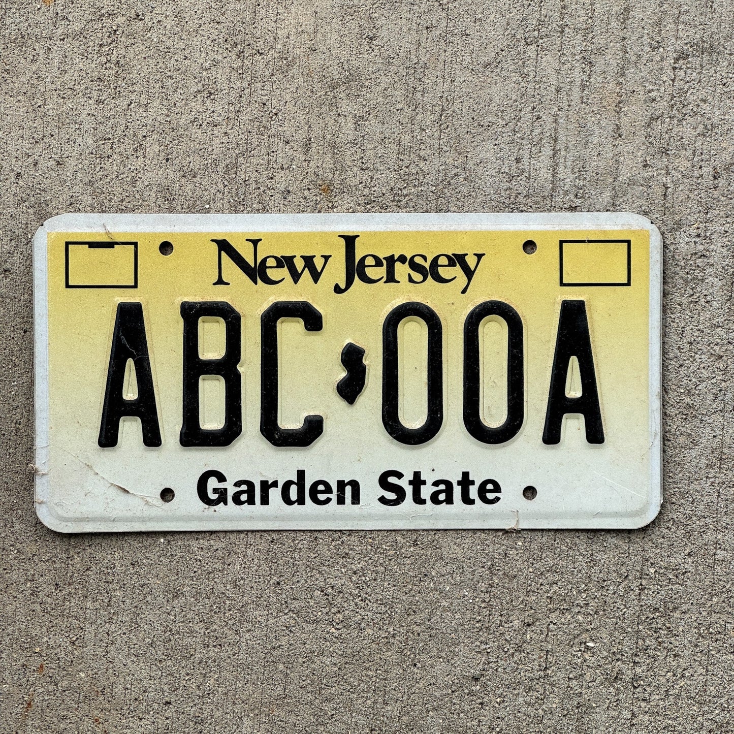 Photo of a 1992 New Jersey License Plate Auto Tag Garage Decor Vintage ABC 00A