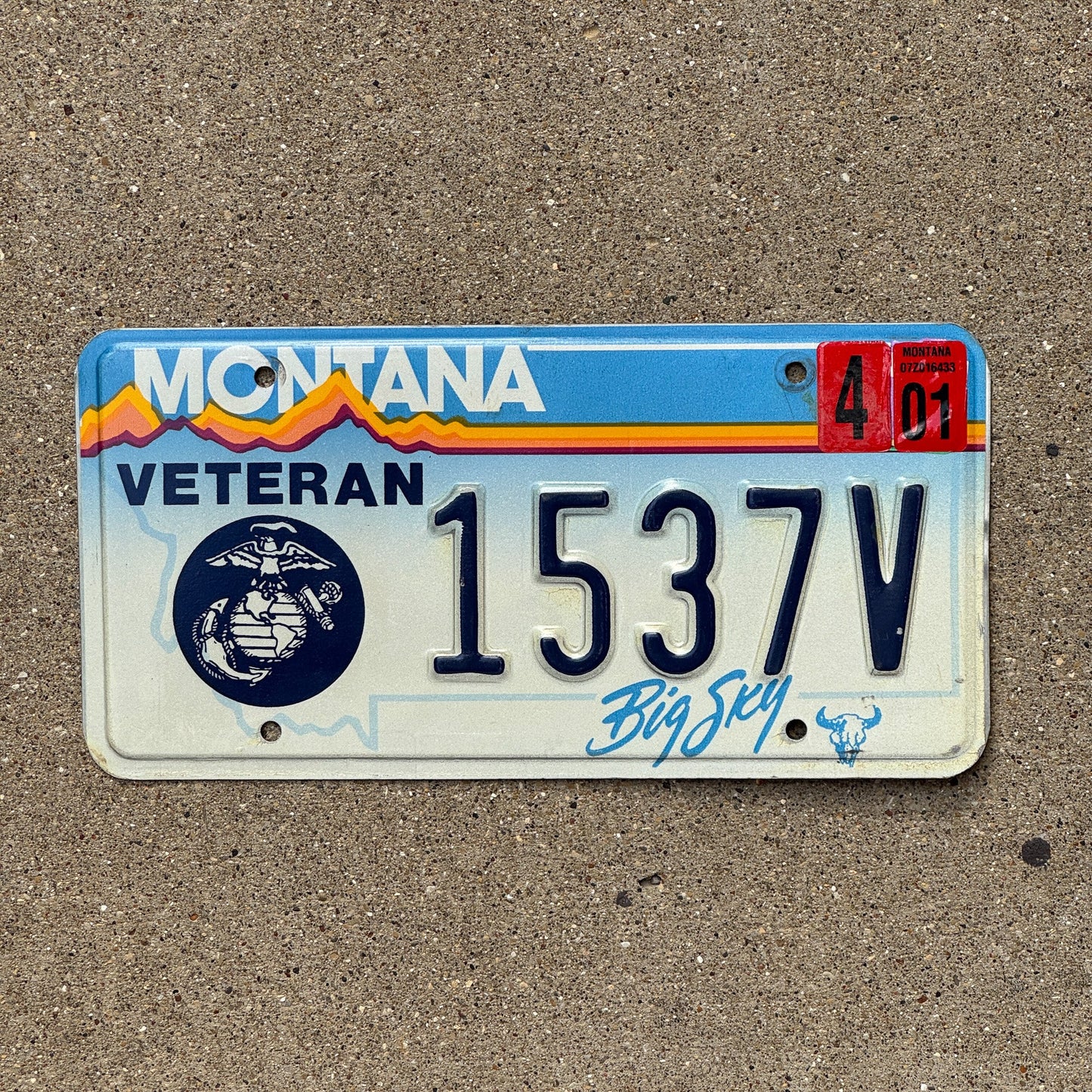 Photo of a 1993 2001 Montana Veteran License Plate Auto Tag Garage Decor Vintage Military 1537 V