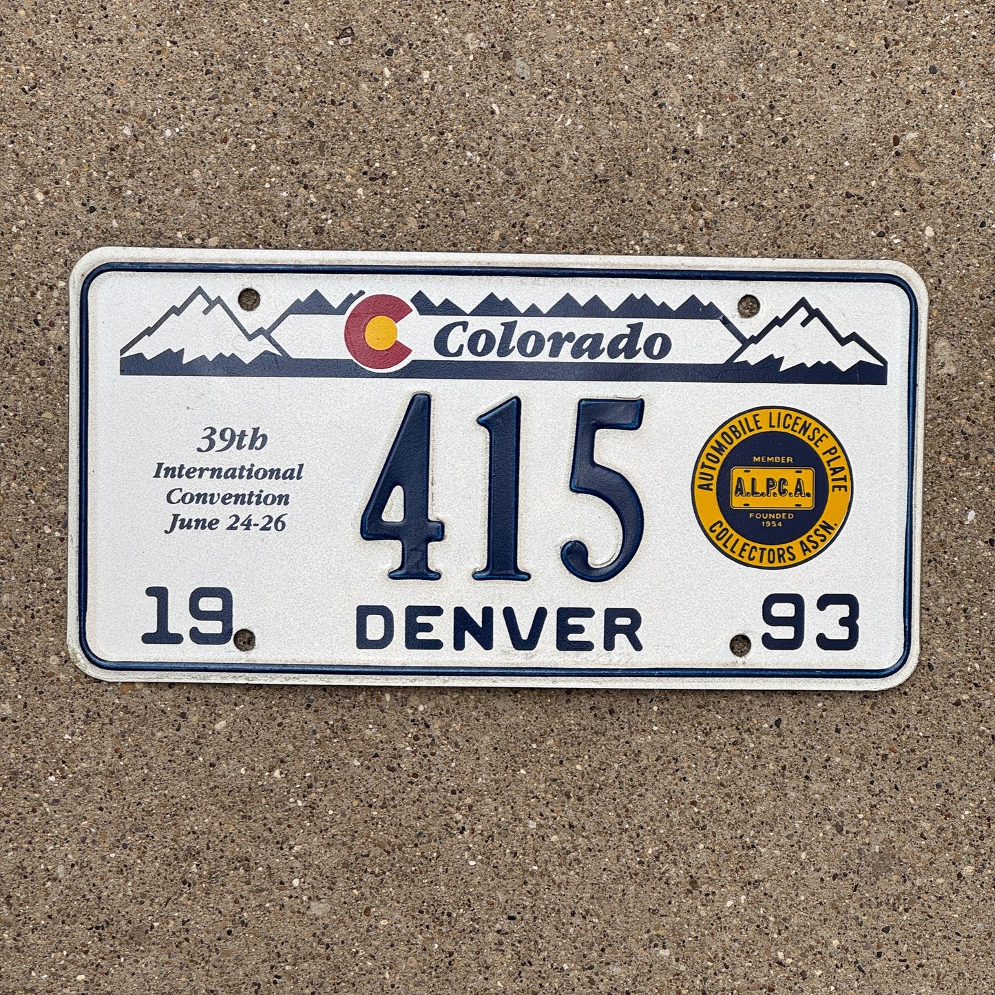 Photo of a 1993 Colorado License Plate Auto Tag Garage Decor Vintage Denver ALPCA Convention 415