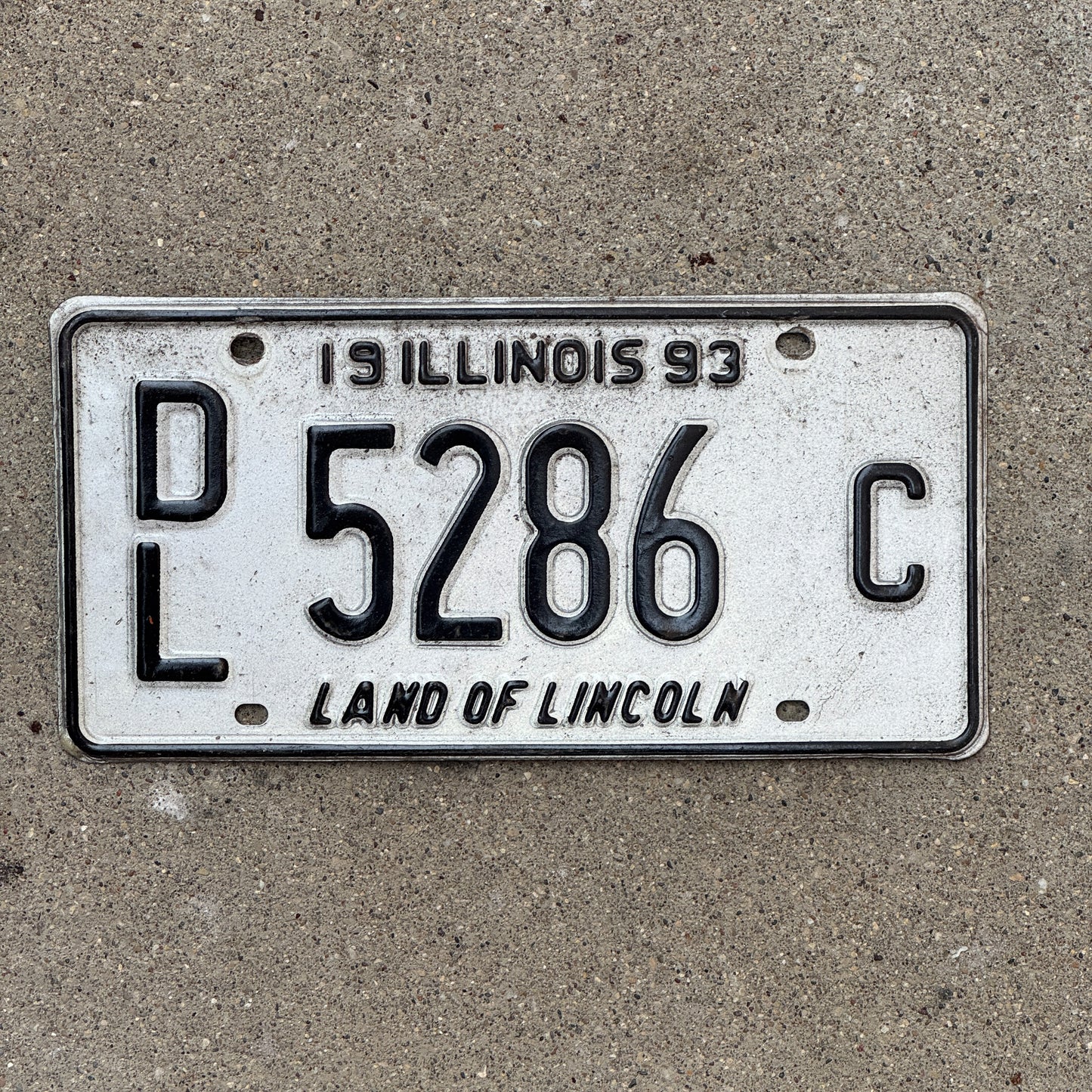 Photo of a 1993 Illinois Dealer License Plate Auto Tag 2 Vintage Garage 5286 C with original patina