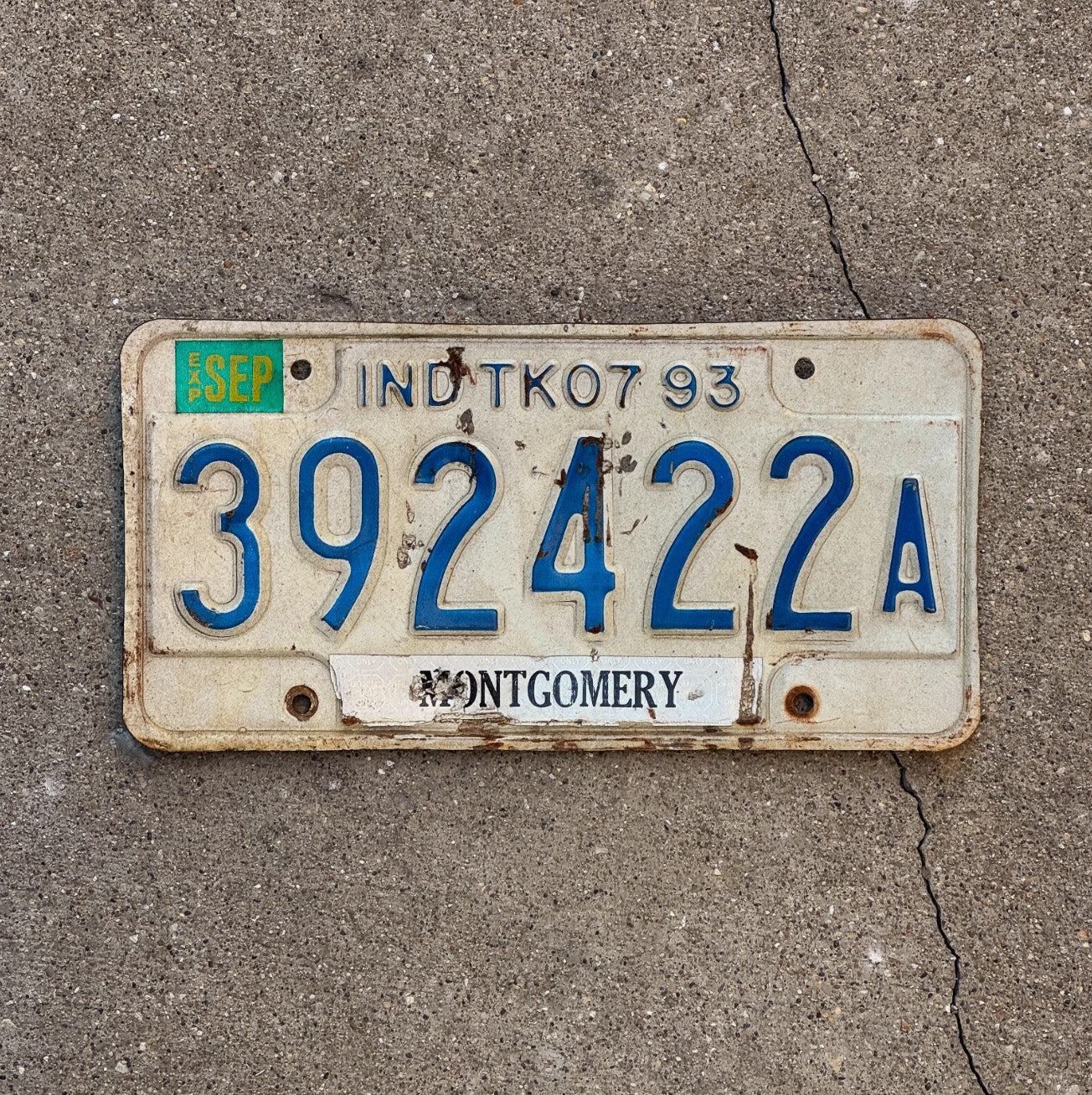 Photo of a 1993 Indiana Truck License Plate Auto Tag Garage Decor 392422 A