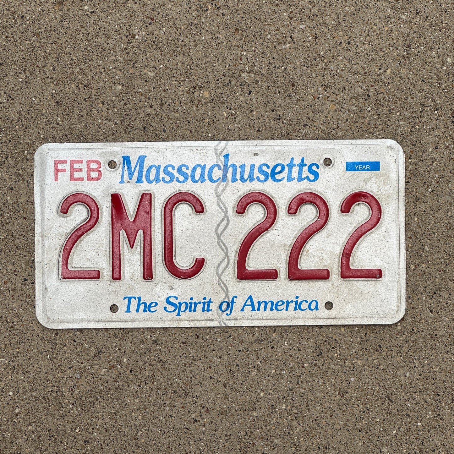 Photo of a 1993 Massachusetts Current License Plate Auto Tag Garage Decor Vintage Repeat Repeating 2 MC 222