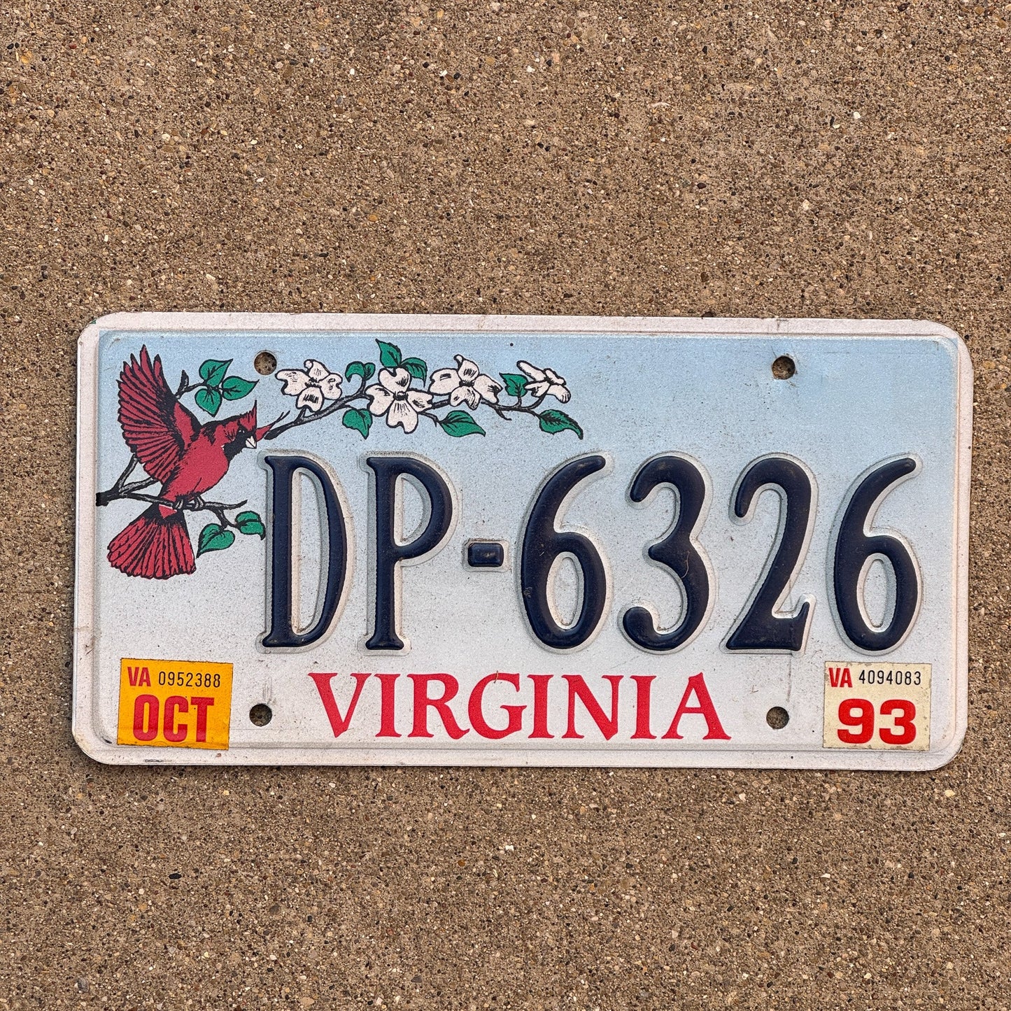 Photo of a 1993 Virginia Graphic / Specialty License Plate Auto Tag Garage Decor Vintage Heritage Base DP 6326