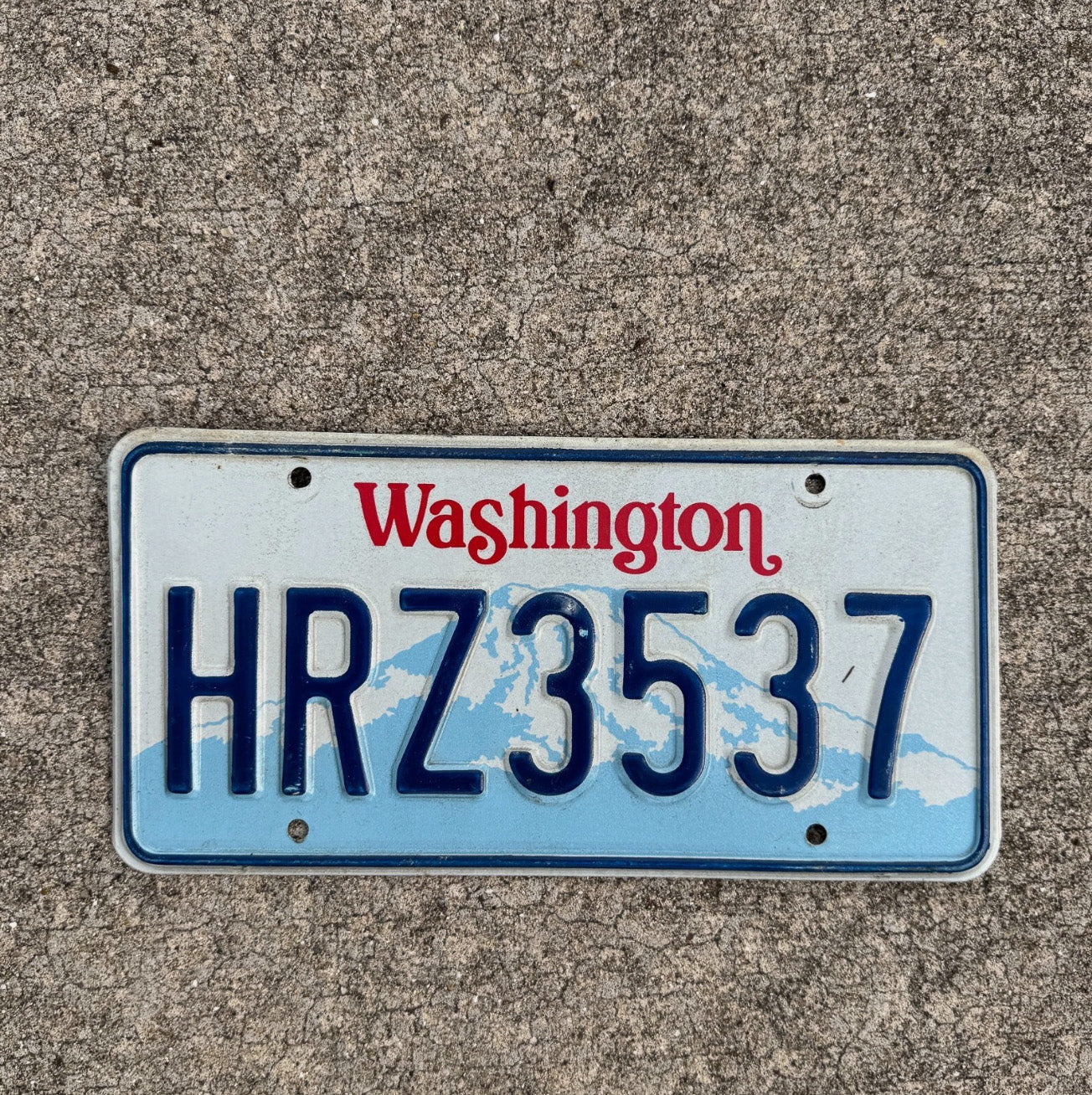 Photo of a 1993 Washington Rental License Plate Auto Tag Garage Decor Vintage HRZ 3537