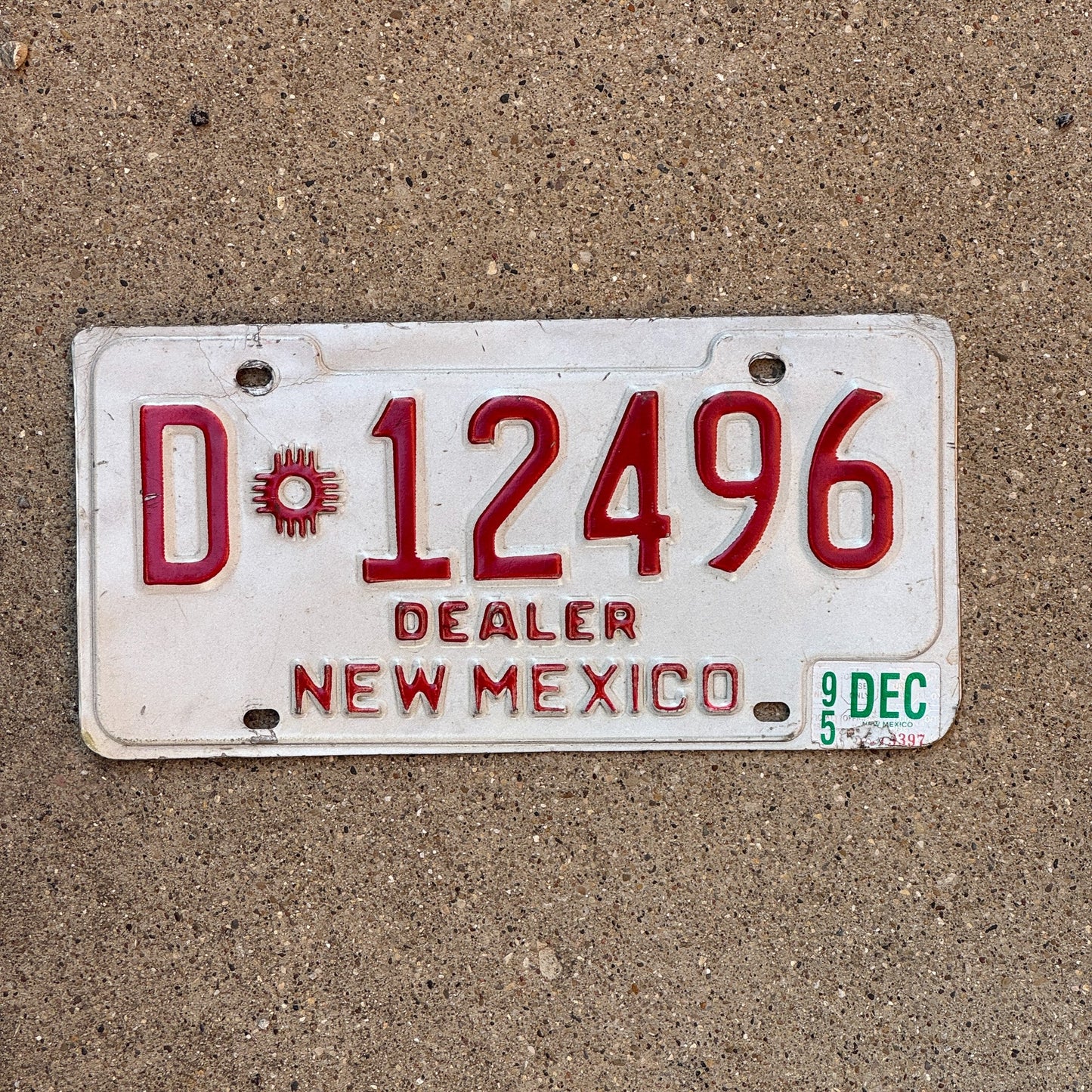 Photo of a 1994 1995 New Mexico Dealer License Plate Auto Tag Garage Decor Vintage Zia D 12496