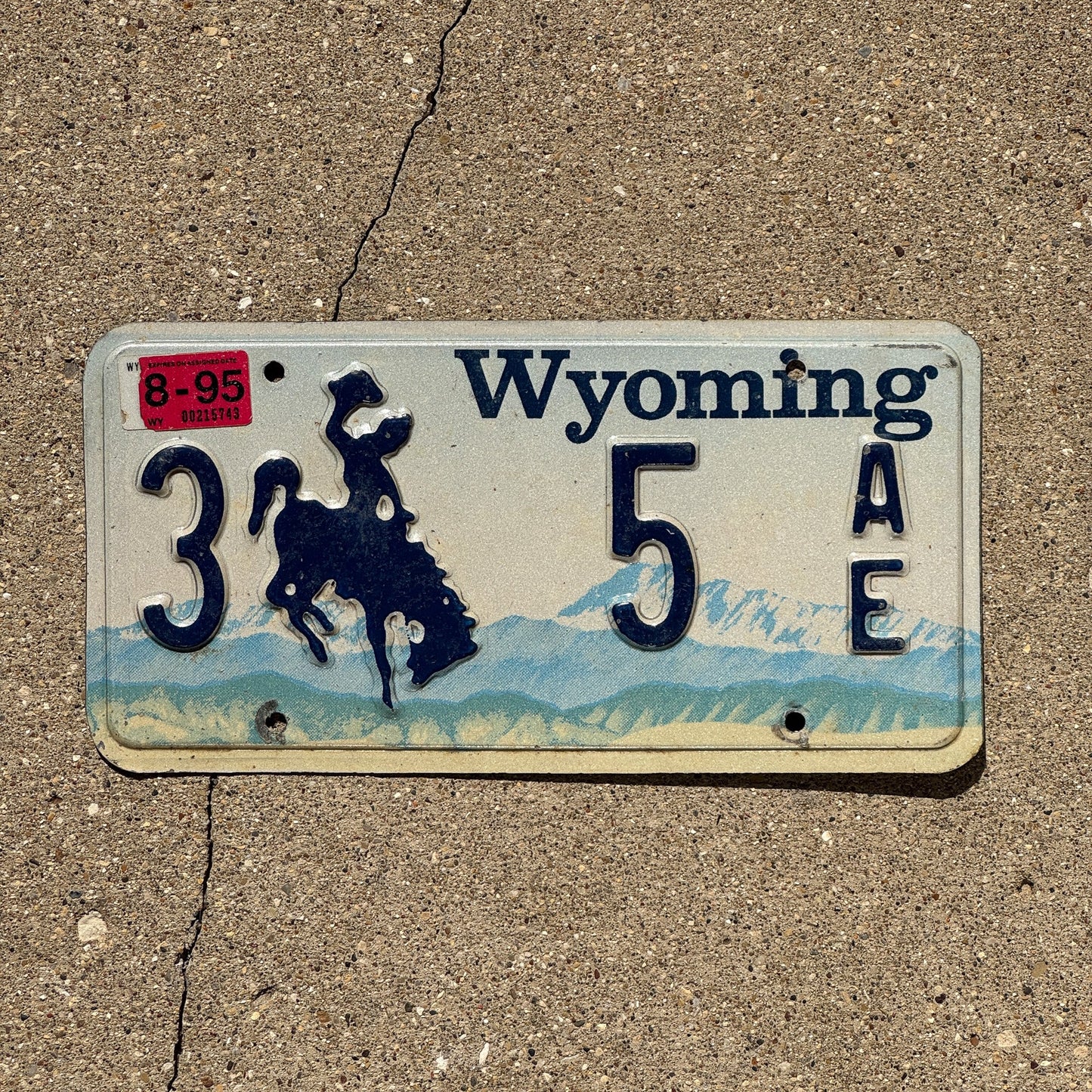 Photo of a 1994 1995 Wyoming License Plate Auto Tag Garage Decor Vintage Sheridan County 3 5 AE