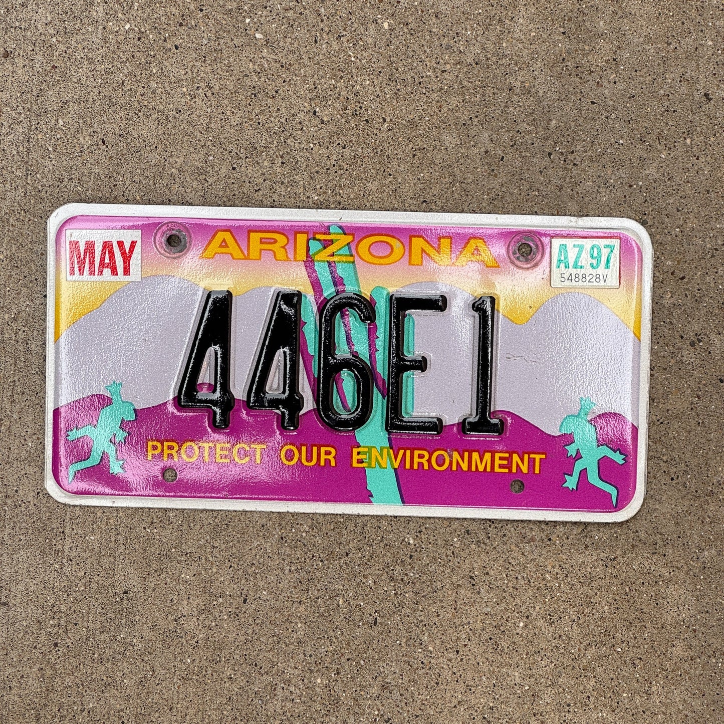 Photo of a 1994 1997 Arizona Graphic / Specialty License Plate Auto Tag Garage Decor Vintage Protect Our Environment 446 E 1