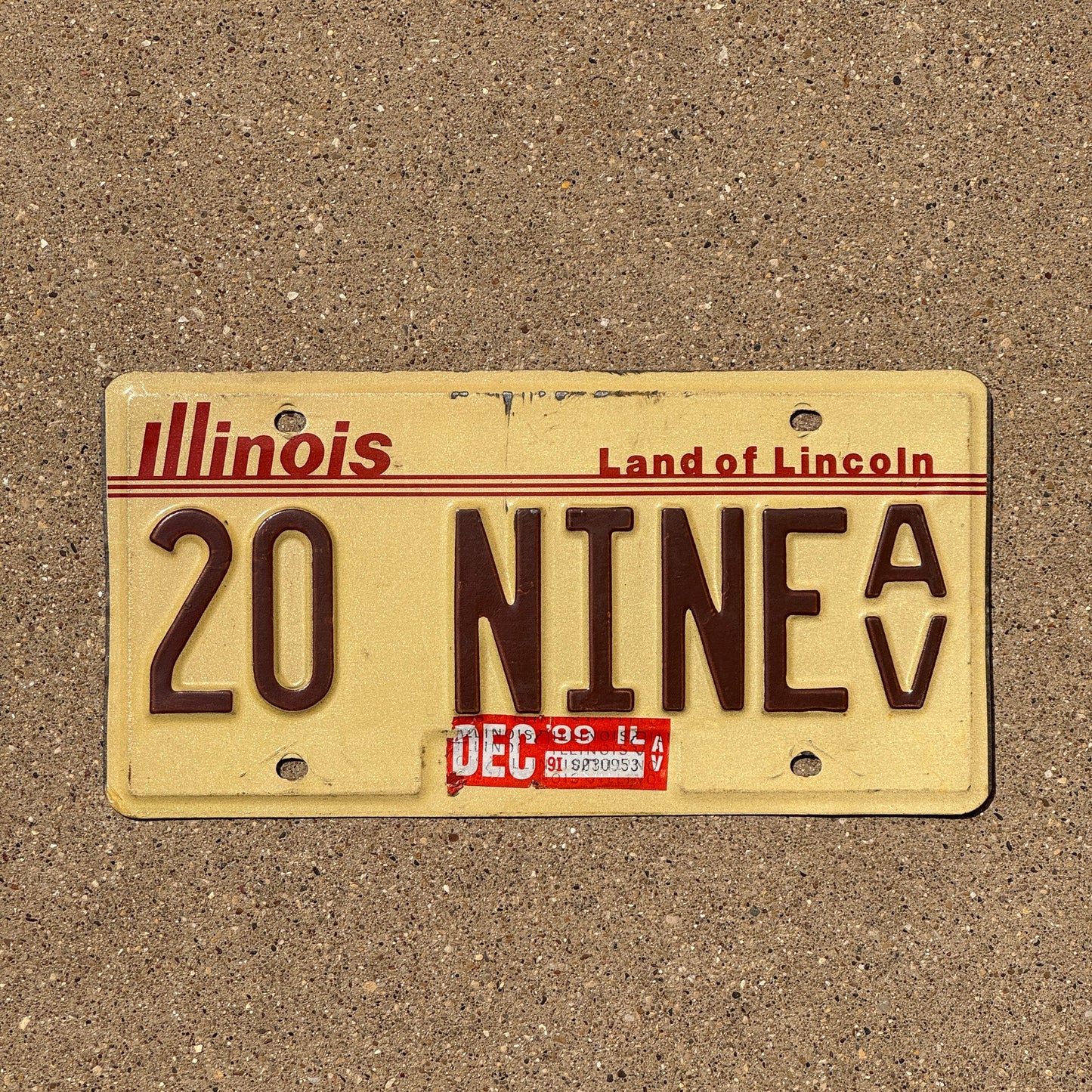 Photo of a 1994 1999 Illinois Vanity License Plate Auto Tag 2 Garage Decor 29 20 NINE