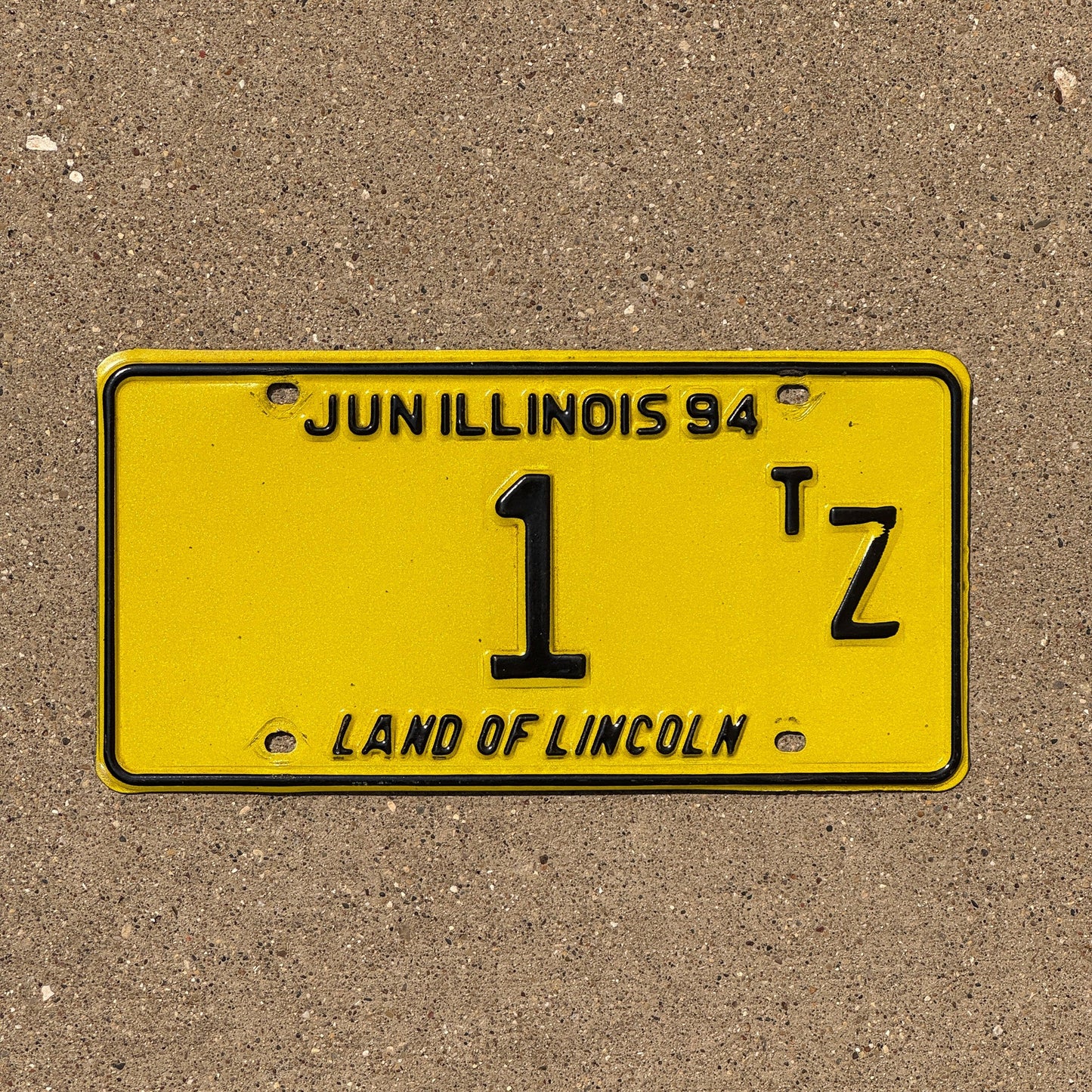 Photo of a 1994 Illinois Truck Tractor License Plate Auto Tag Garage Decor Vintage Single Digit Low Number 1 1 TZ