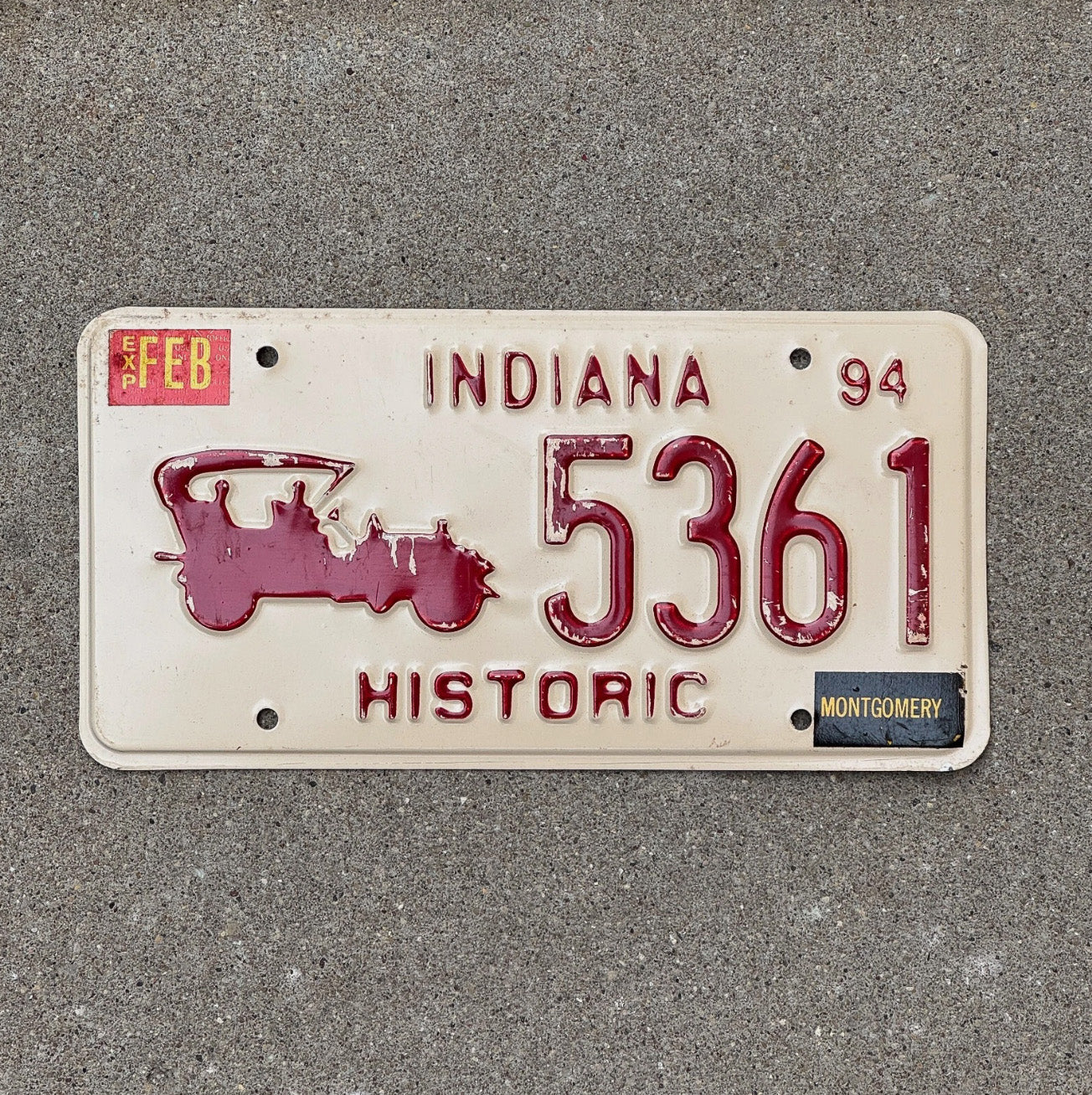 Photo of a 1994 Indiana Historic Vehicle License Plate Auto Tag Garage Decor Vintage 5361