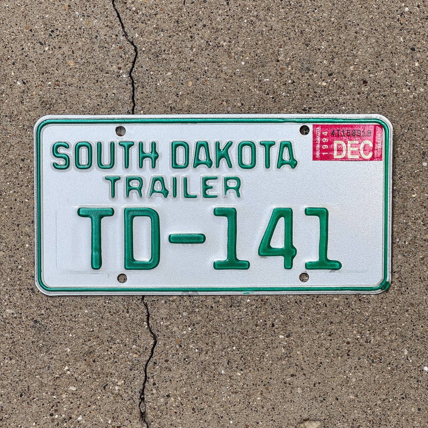 Photo of a 1994 South Dakota Trailer License Plate Auto Tag 2 Garage Decor TD 141