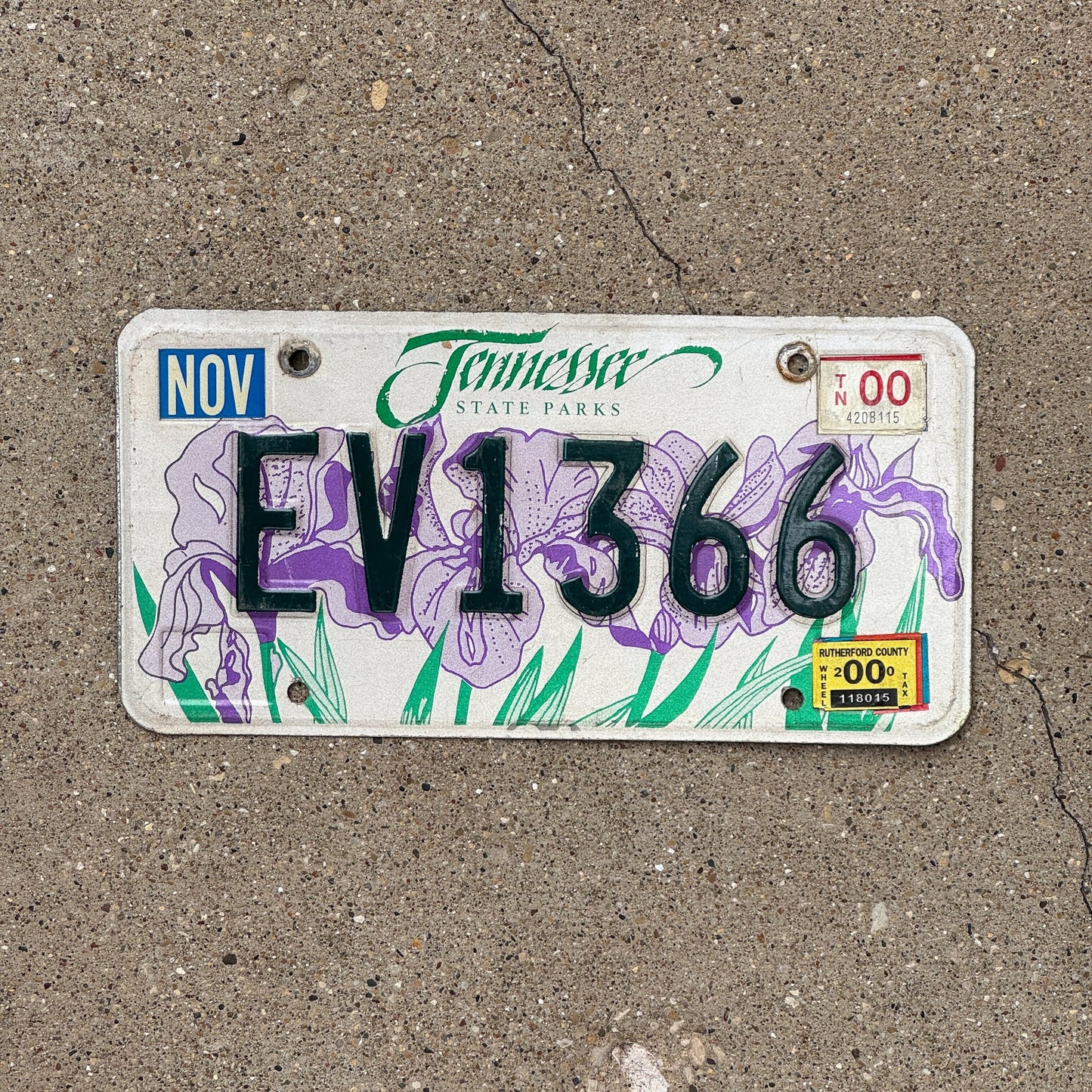 Photo of a 1994 Tennessee Graphic / Specialty License Plate Auto Tag Garage Decor Vintage State Parks Flowers EV1366