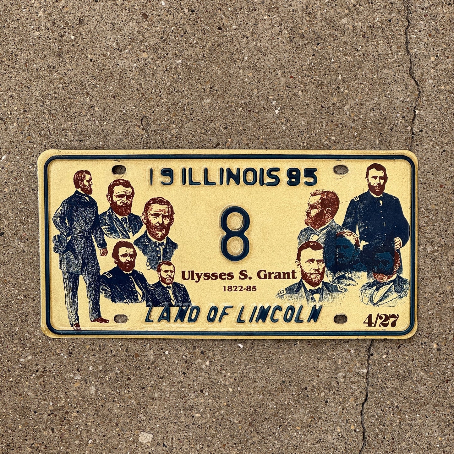 Photo of a 1995 Illinois EVENT License Plate Auto Tag Garage Decor Vintage Ulysses S Grant President 8