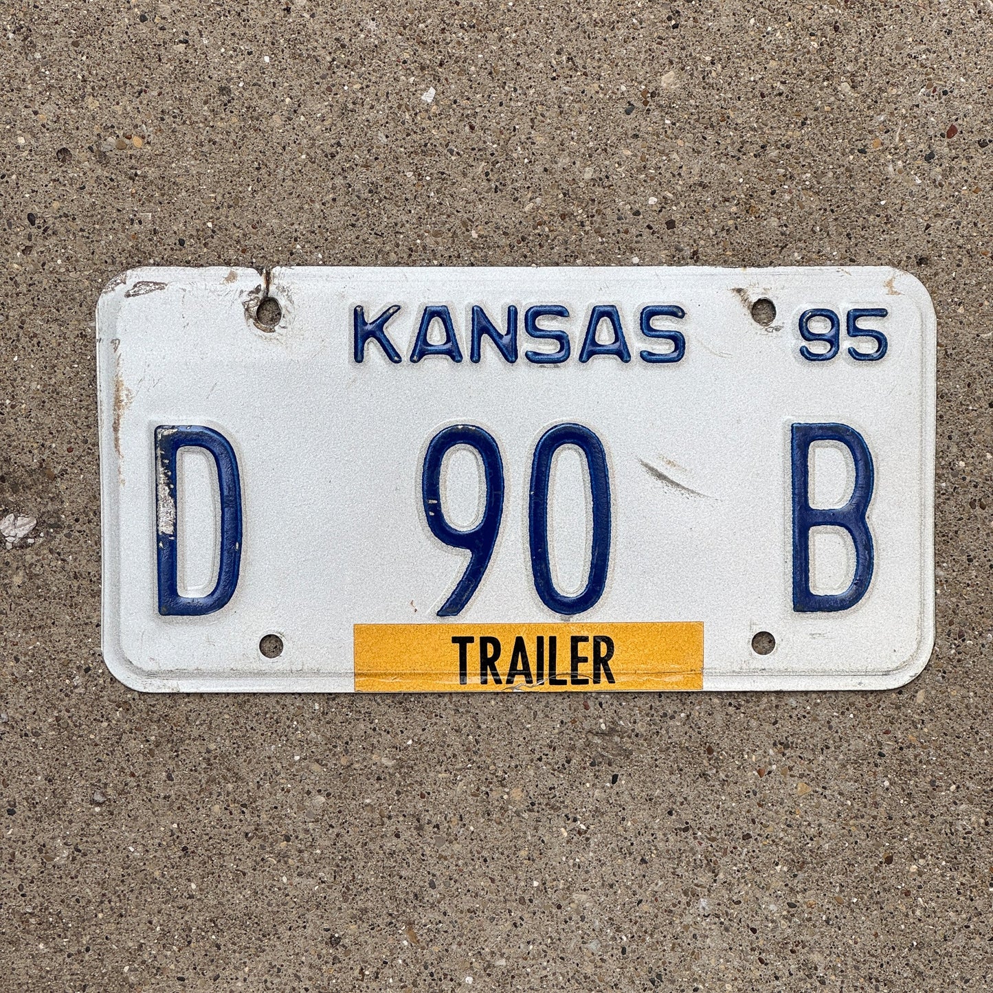 Photo of a 1995 Kansas TRAILER License Plate Auto Tag Garage Decor Vintage D 90 B