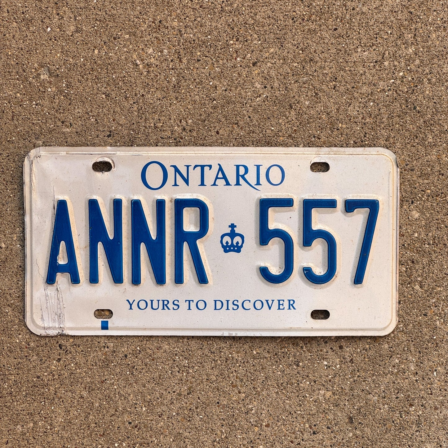 Photo of a 1995 Ontario License Plate Auto Tag Garage Decor Vintage ANNR 557