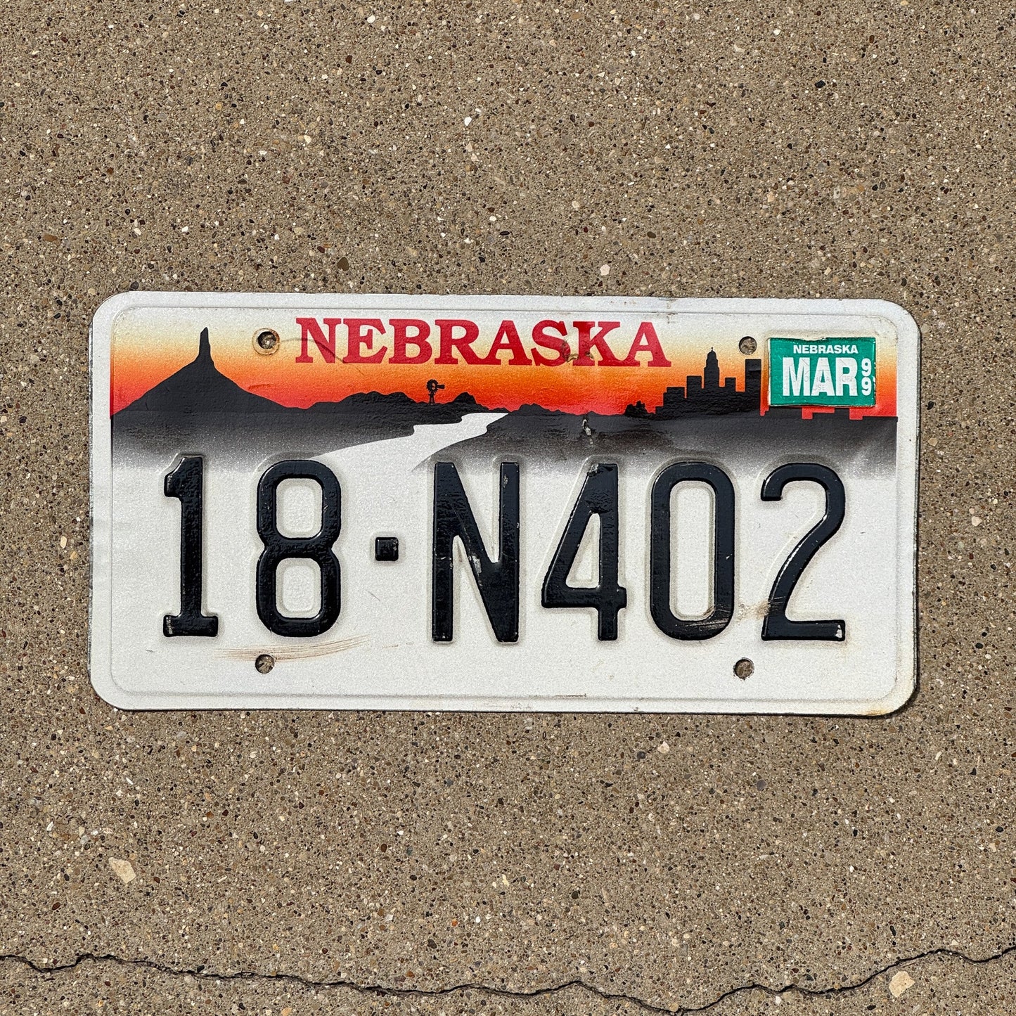 Photo of a 1996 1999 Nebraska License Plate Auto Tag Garage Decor Vintage 18 N 402