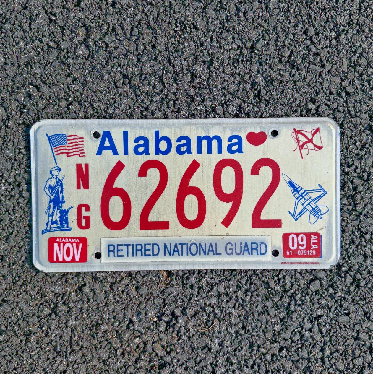 Photo of a 1996 Alabama Retired National Guard License Plate Auto Tag Garage Decor Vintage Vet Military 62692