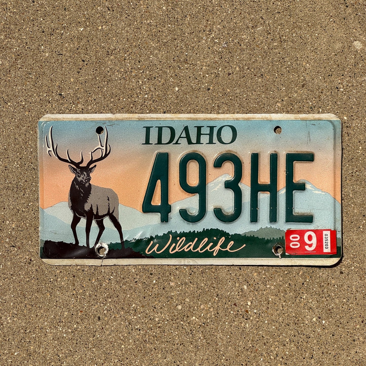 Photo of a 1997 2000 Idaho Graphic / Specialty License Plate Auto Tag Garage Decor Vintage Wildlife Elk 493 HE