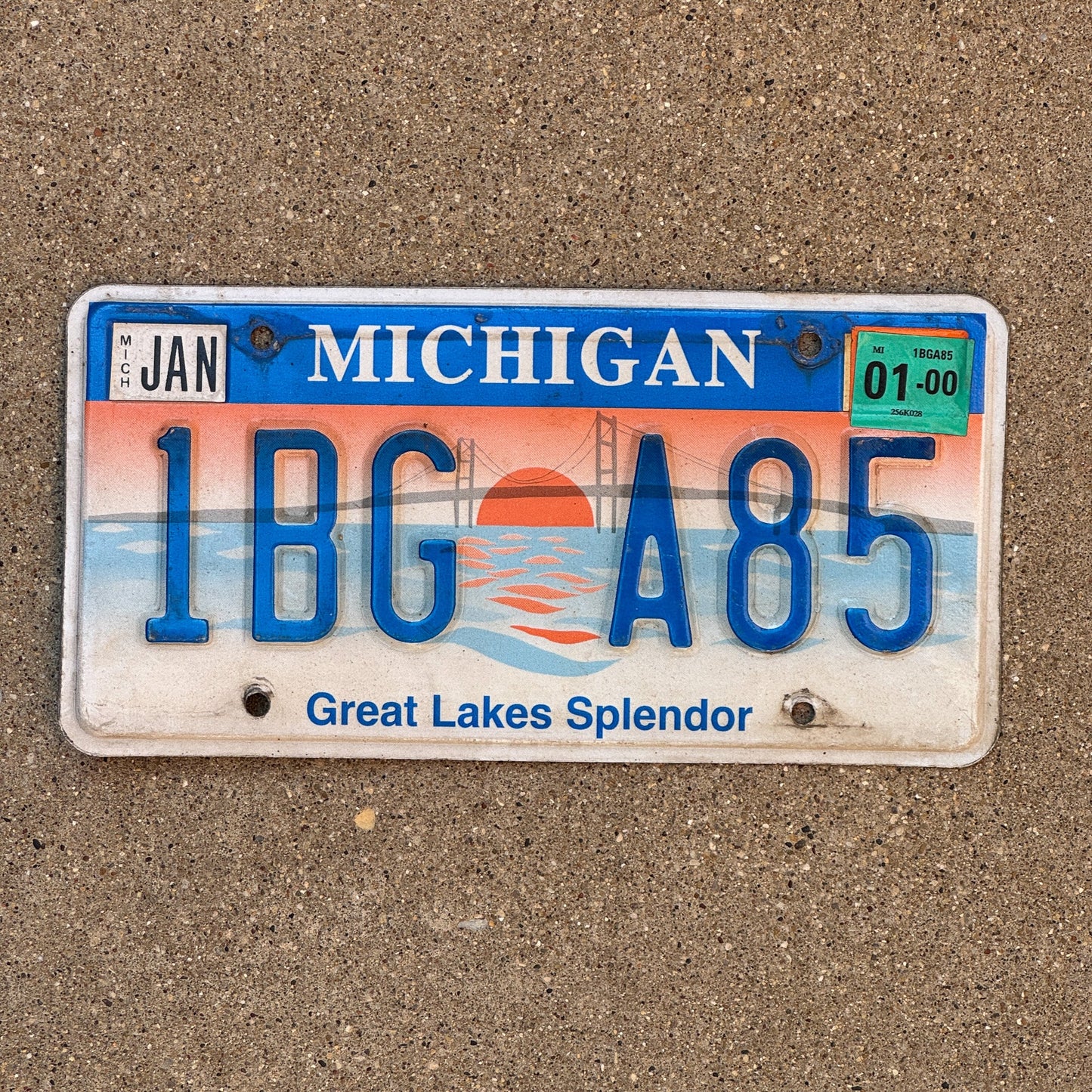 Photo of a 1997 2000 Michigan Graphic / Specialty License Plate Auto Tag Garage Decor Vintage Great Lakes Splendor 1BG A85