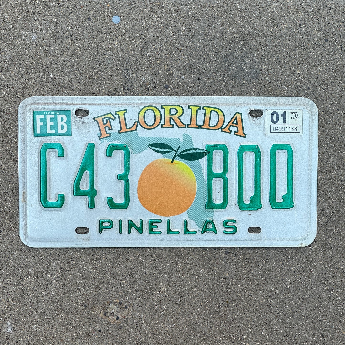 Photo of a 1997 2001 Florida License Plate Auto Tag Garage Decor Vintage C43 BQQ with original patina