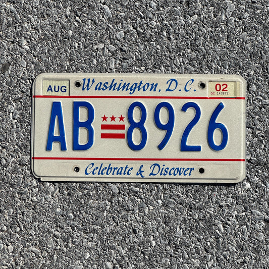 Photo of a 1997 2002 Washington D.C. License Plate Auto Tag 2 Garage Decor Celebrate and Discover AB 8926