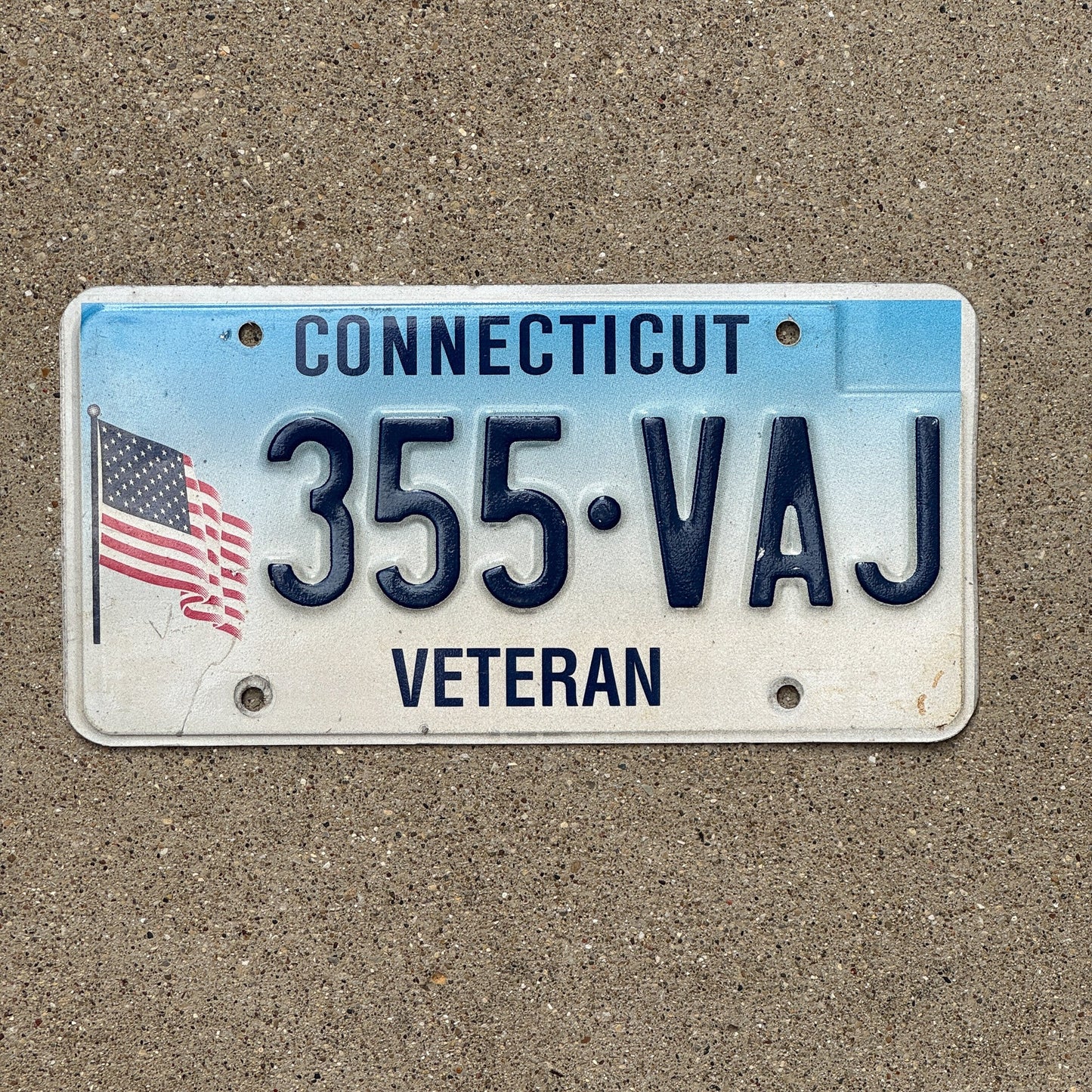 Photo of a 1997 Connecticut Veteran License Plate Auto Tag Garage Decor Vintage 355 VAJ