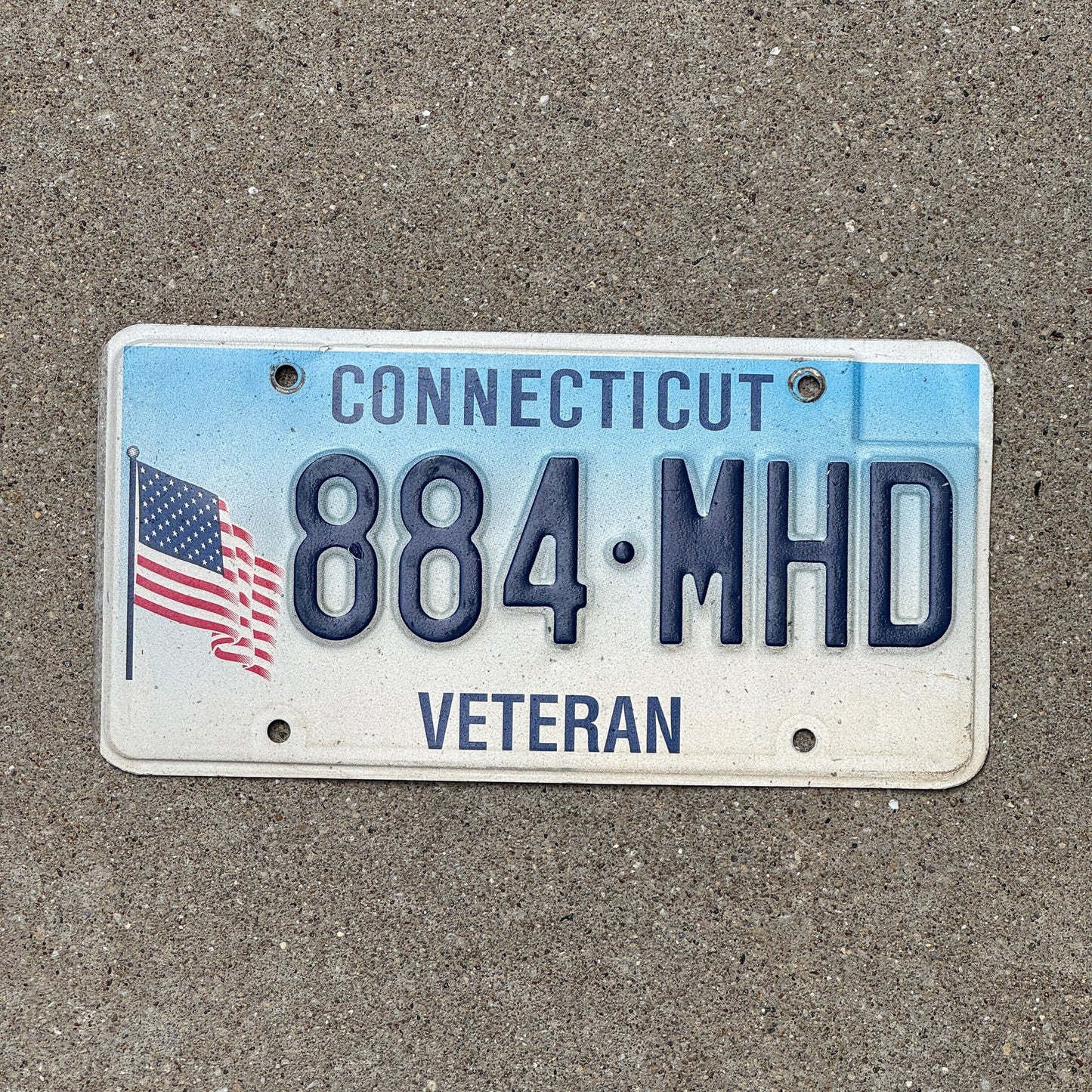 Photo of a 1997 Connecticut Veteran License Plate Auto Tag Garage Decor Vintage 884 MHD