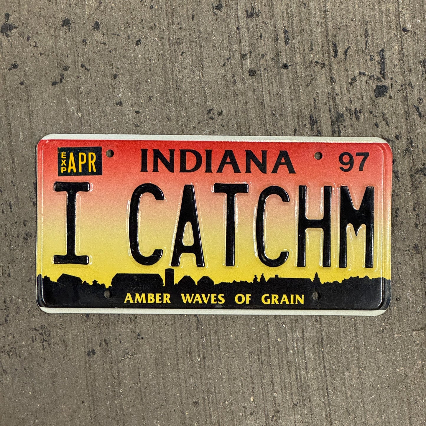 Photo of a 1997 Indiana Vanity License Plate Auto Tag Garage Decor Vintage I CATCHM