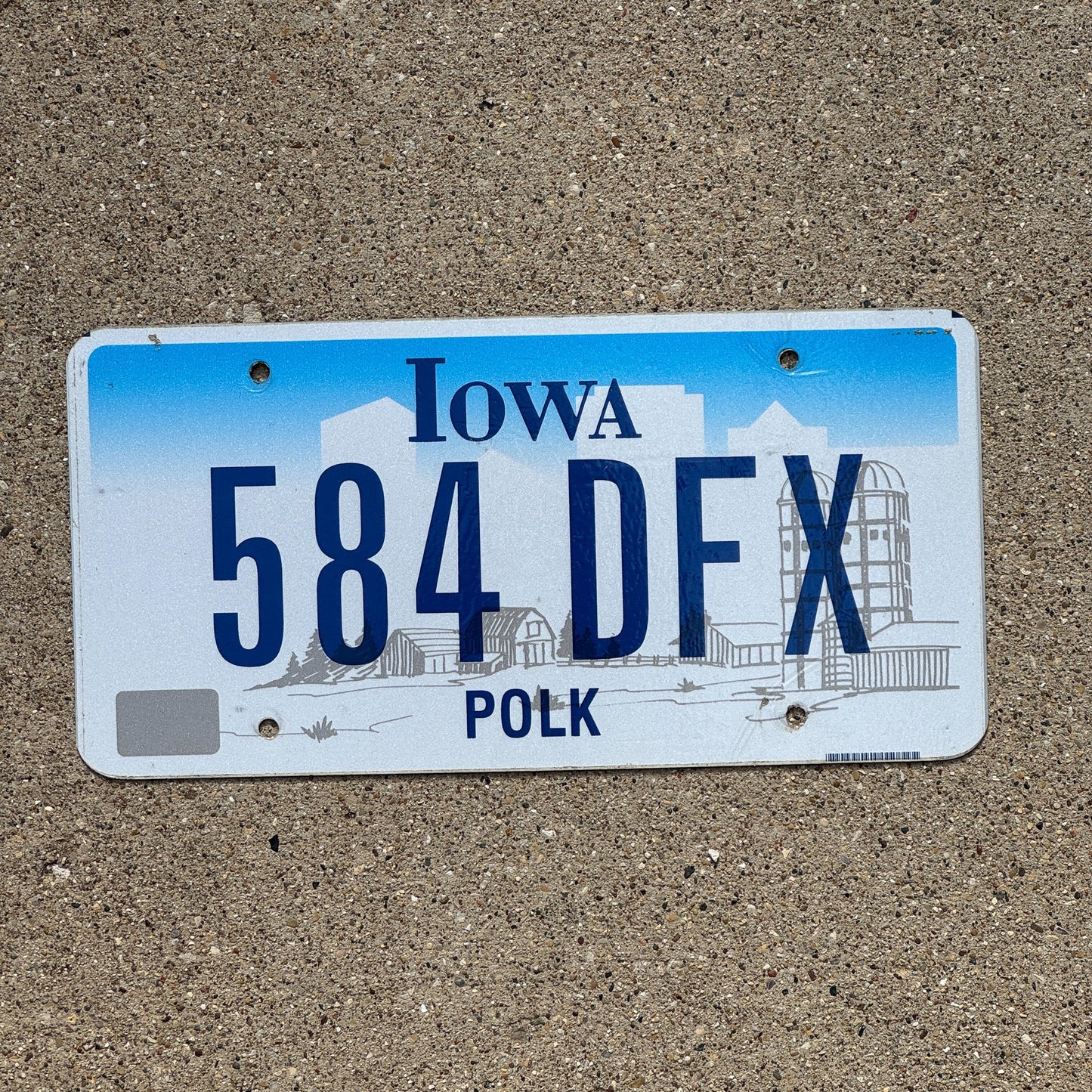 Photo of a 1997 Iowa License Plate Auto Tag Garage Decor Vintage Polk County 584 DFX
