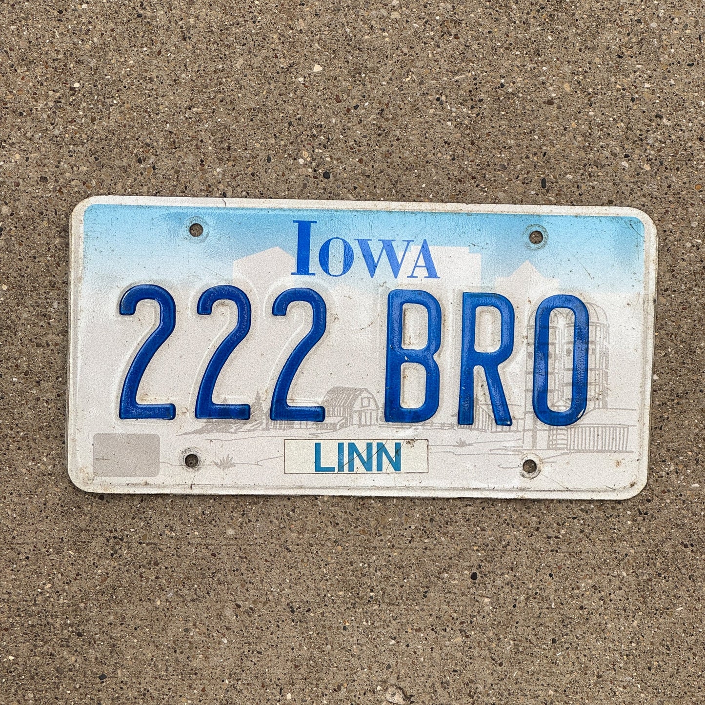 Photo of a 1997 Iowa License Plate Auto Tag Garage Decor Vintage Repeat Repeating 222 BRO