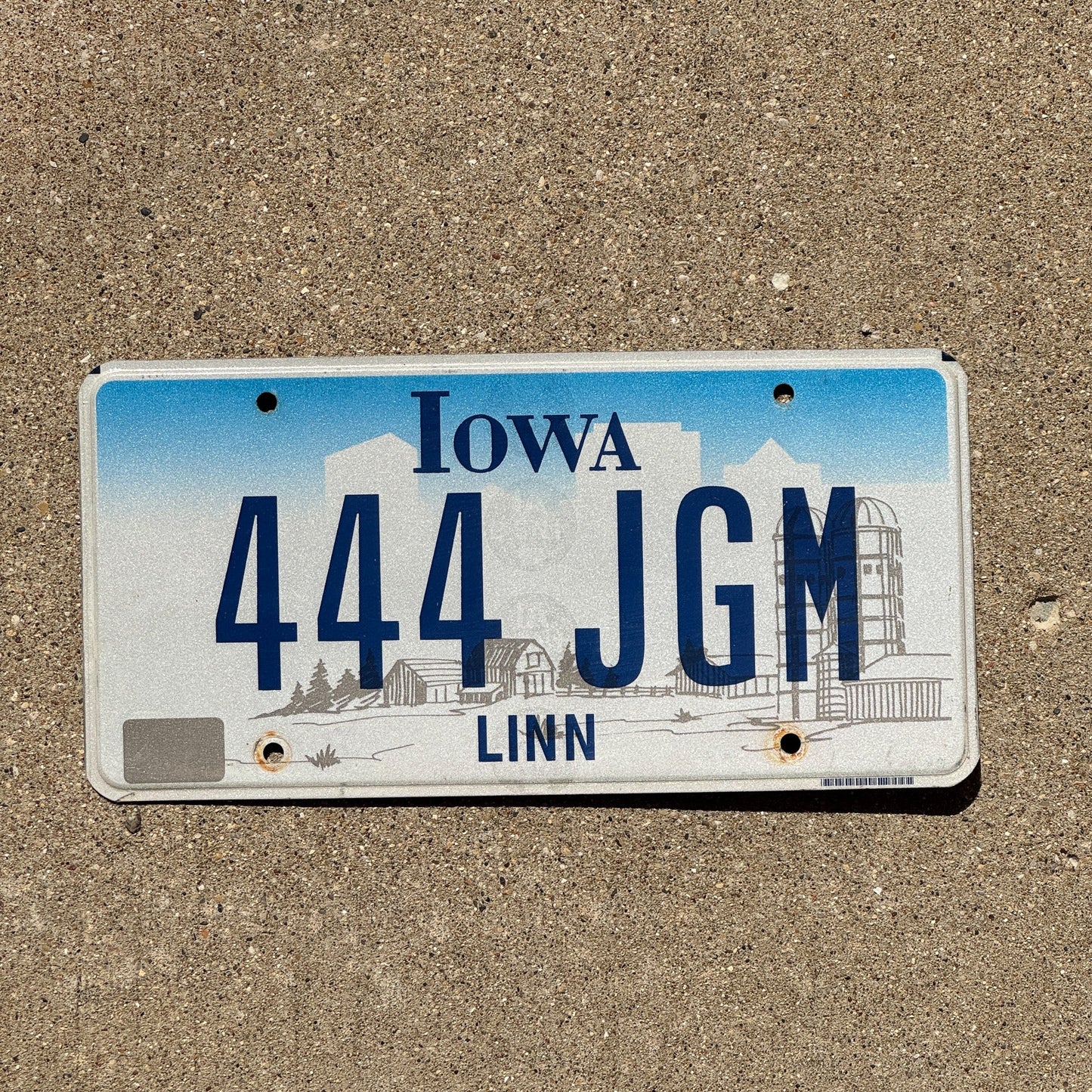 Photo of a 1997 Iowa License Plate Auto Tag Garage Decor Vintage Repeat Repeating 444 JGM