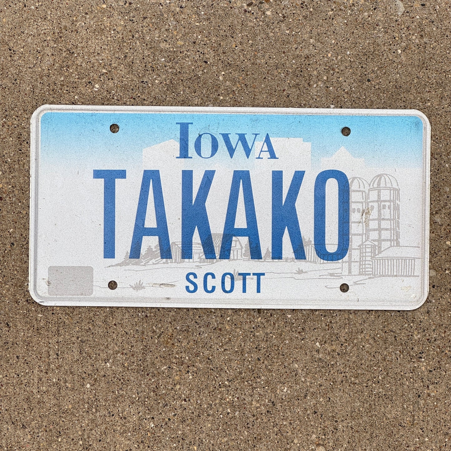 Photo of a 1997 Iowa VANITY License Plate Auto Tag Garage Decor Vintage TAKAKO