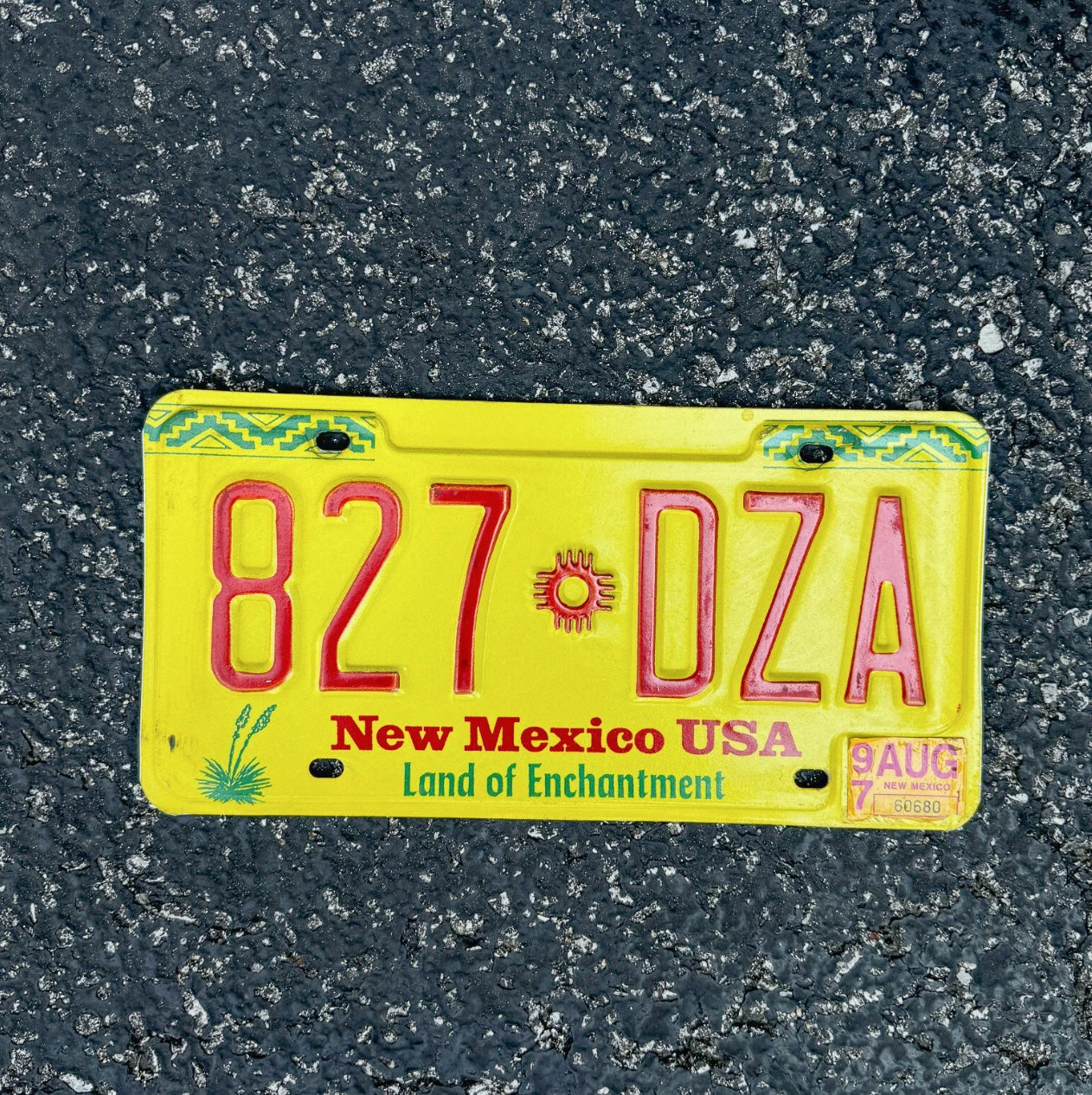 Photo of a 1997 New Mexico License Plate Auto Tag Garage Decor Vintage Zia 827 DZA