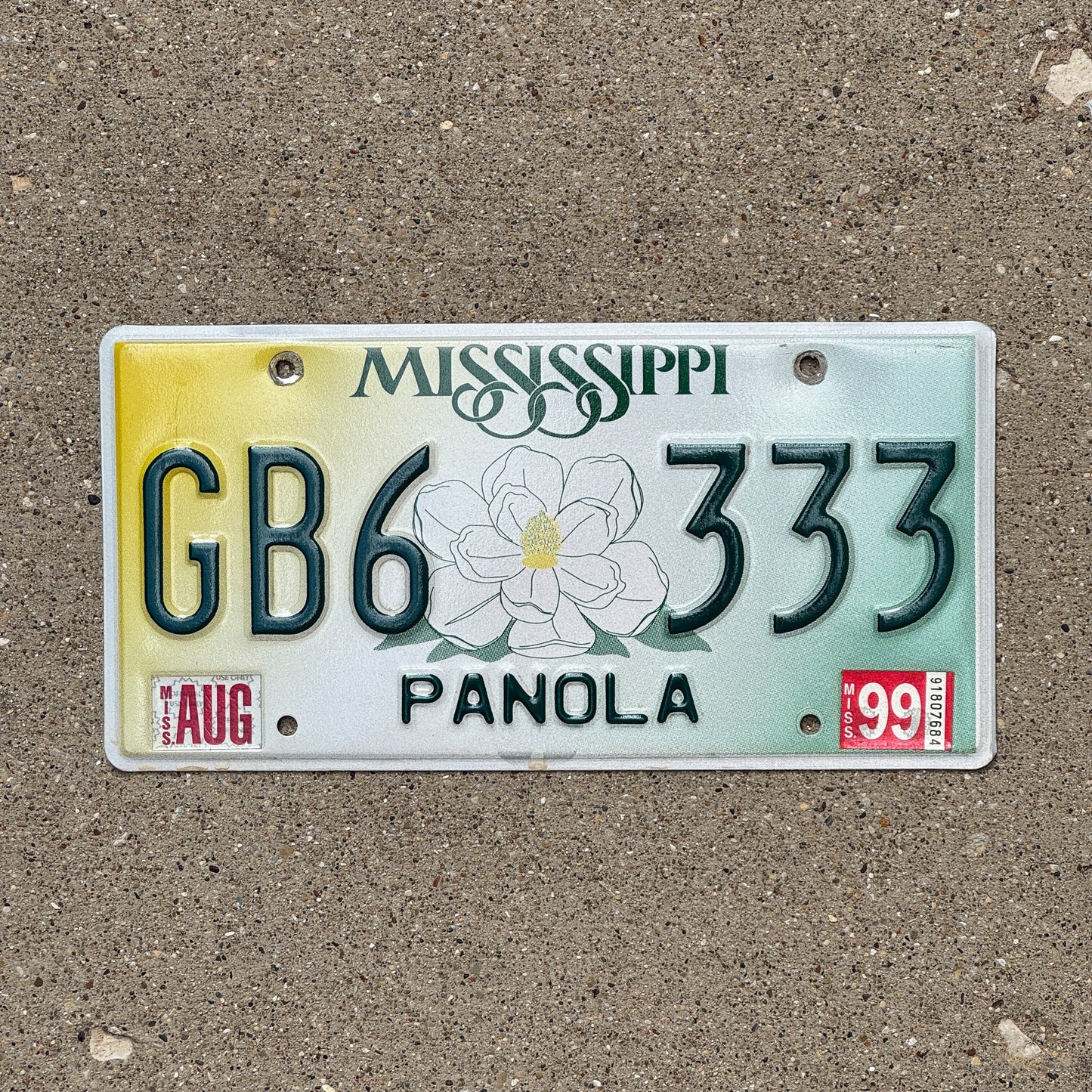 Photo of a 1998 1999 Mississippi License Plate Auto Tag Garage Decor Vintage Repeat Repeating GB6 333