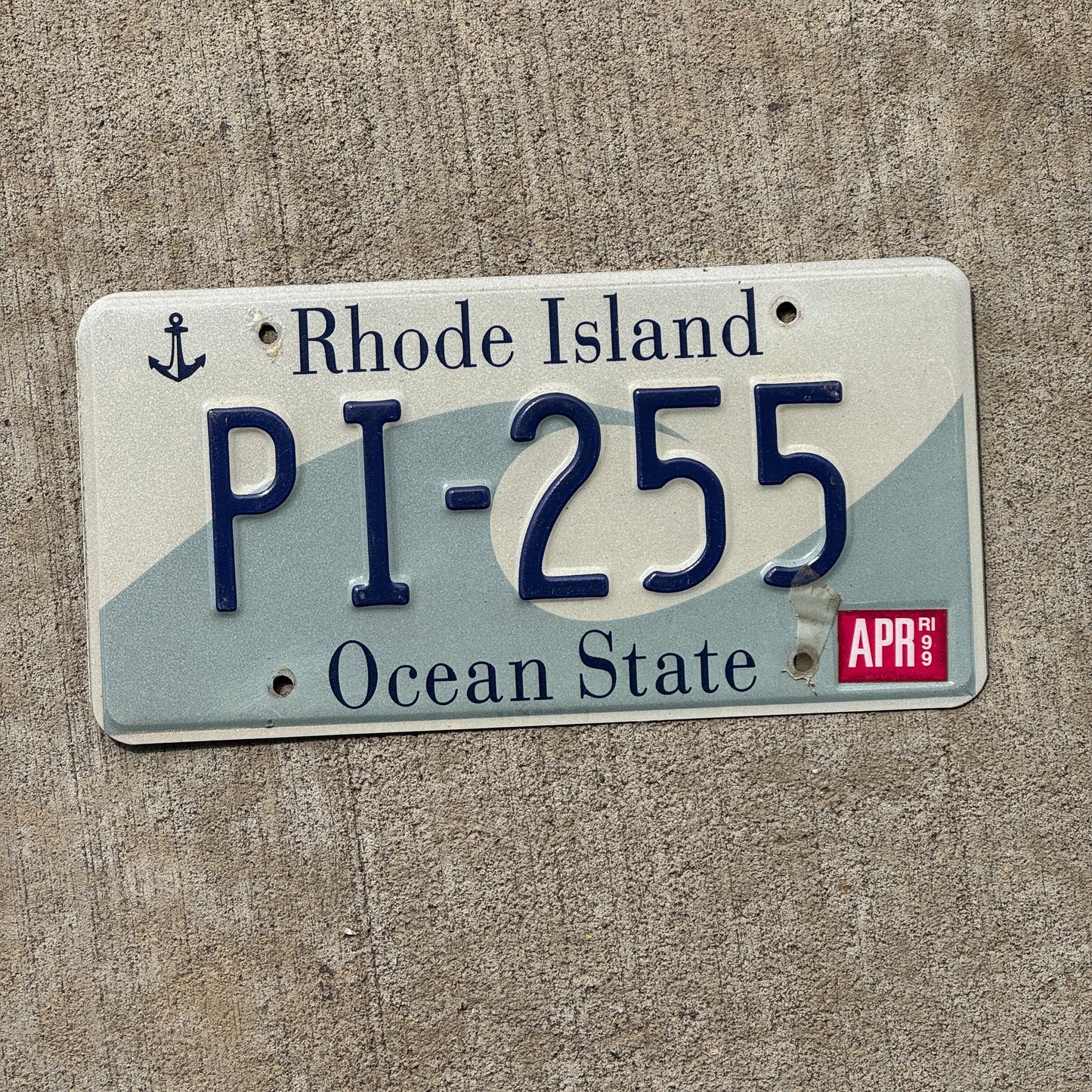 Photo of a 1998 1999 Rhode Island License Plate Auto Tag Garage Decor Vintage Wave PI 255