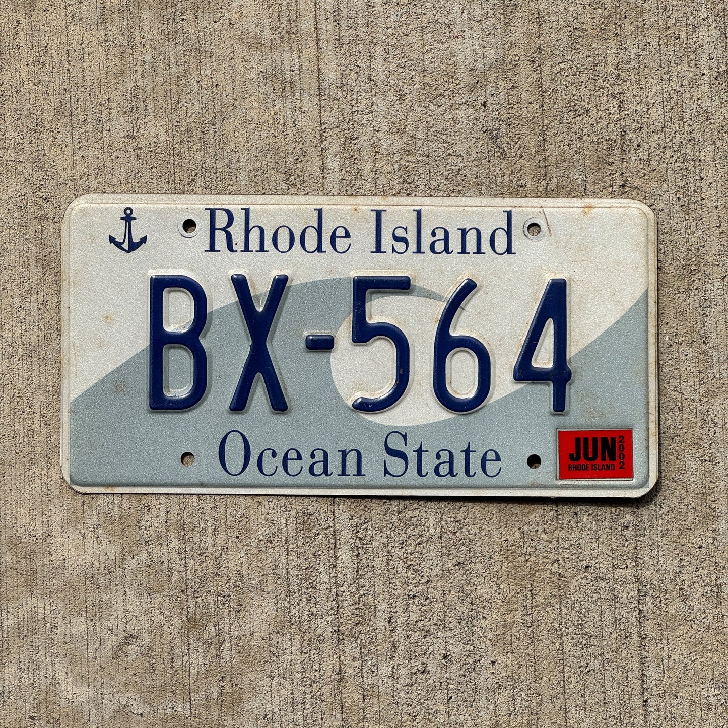 Photo of a 1998 2002 Rhode Island License Plate Auto Tag Garage Decor Vintage Wave BX 564