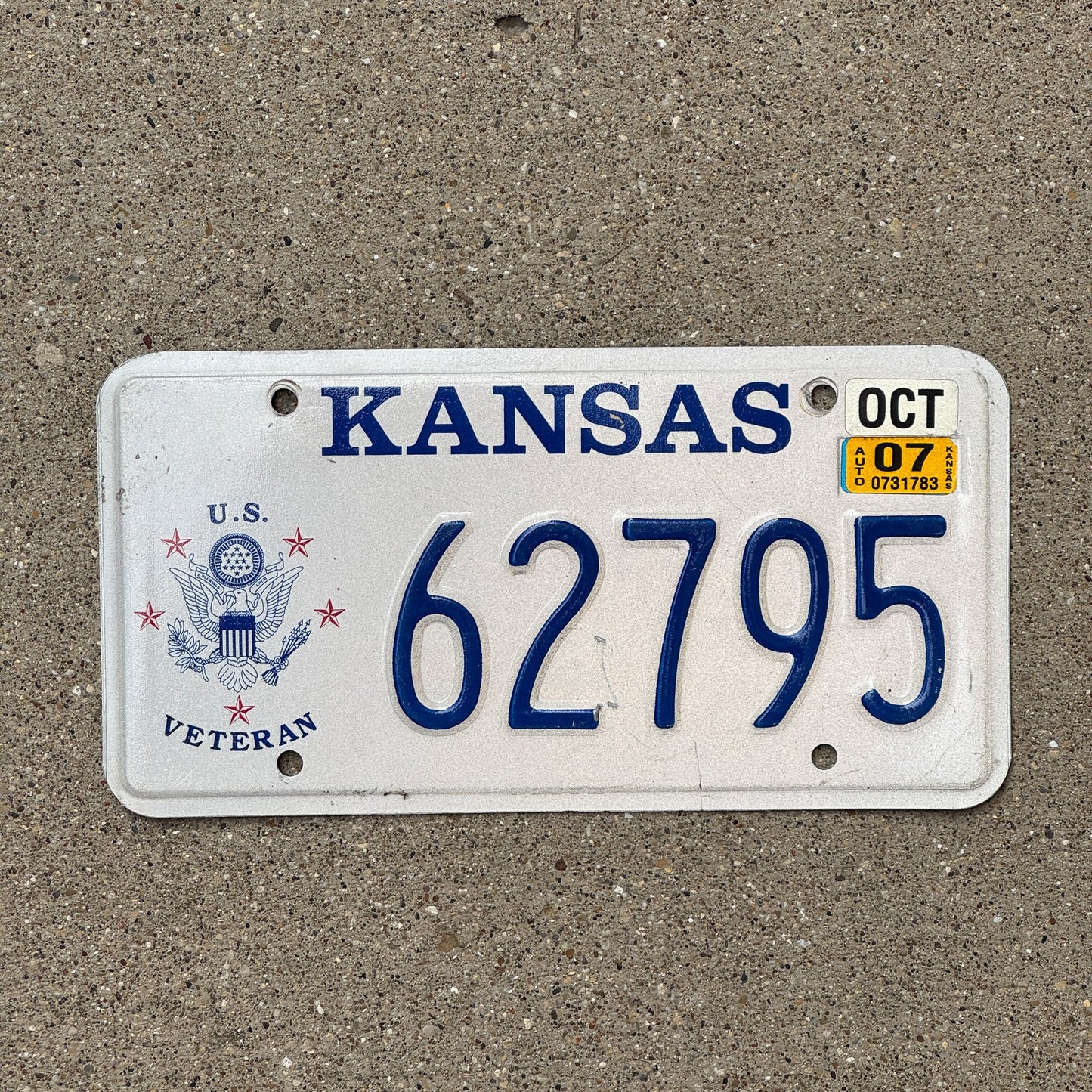 Photo of a 1998 2007 Kansas Veteran License Plate Auto Tag Garage Decor Vintage Military 62795