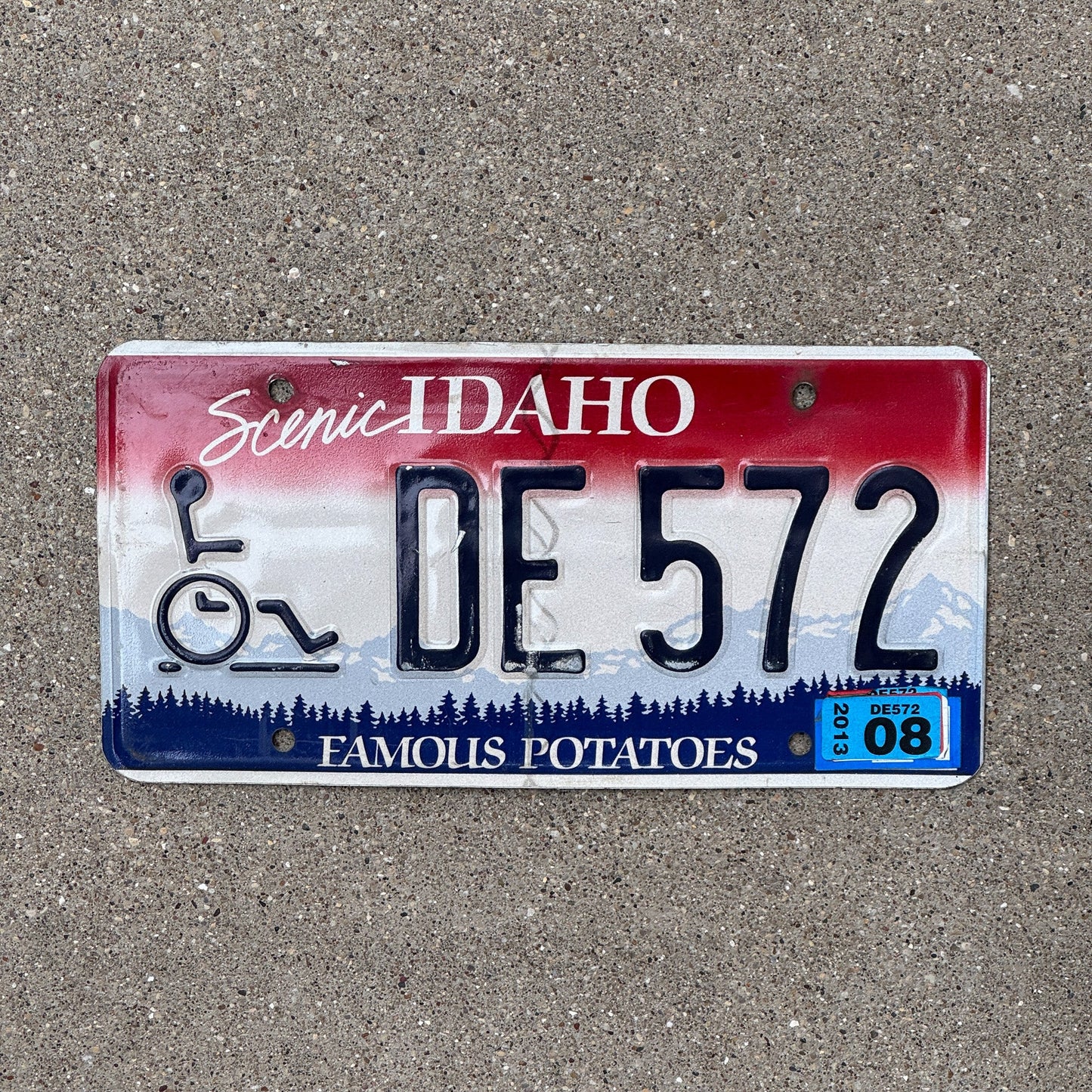 Photo of a 1998 2008 Idaho Handicapped License Plate Auto Tag Garage Decor Vintage DE 572