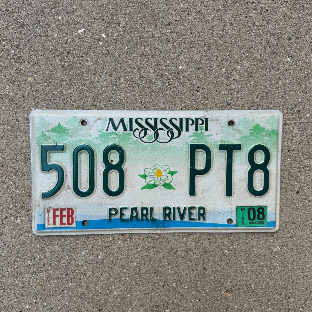 Photo of a 1998 2008 Mississippi License Plate Auto Tag Garage Decor Vintage Pearl River 508 PT8
