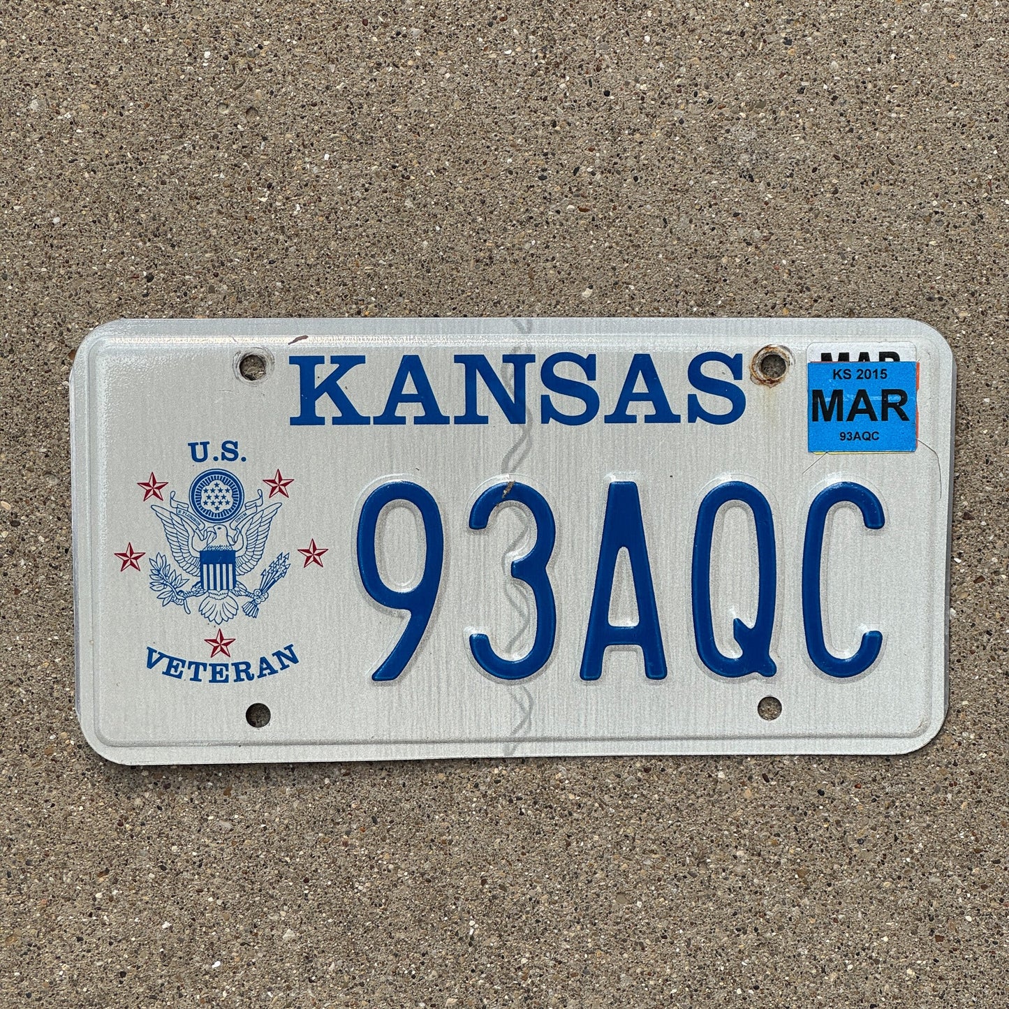 Photo of a 1998 2015 Kansas Veteran License Plate Auto Tag Garage Decor Vintage Military 93 AQC