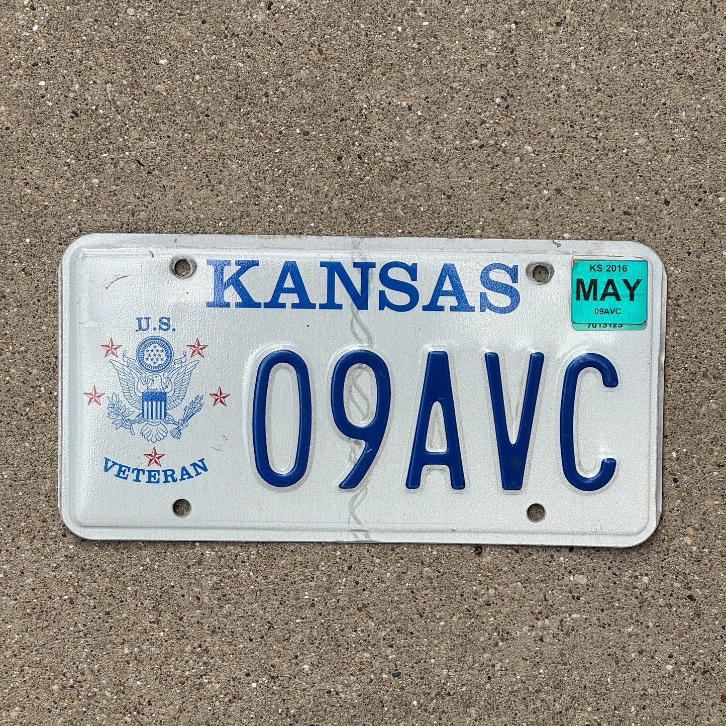 Photo of a 1998 2016 Kansas Veteran License Plate Auto Tag Garage Decor Vintage Military 09 AVC