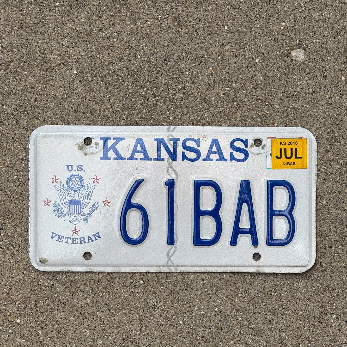Photo of a 1998 2018 Kansas Veteran License Plate Auto Tag Garage Decor Vintage Military 61 BAB